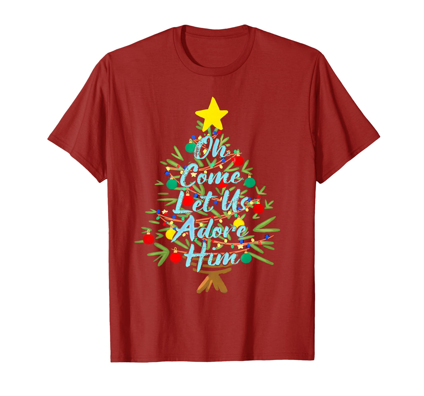 Christian Merry Christmas Xmas Oh Comes Lets Us Adore Him T-Shirt