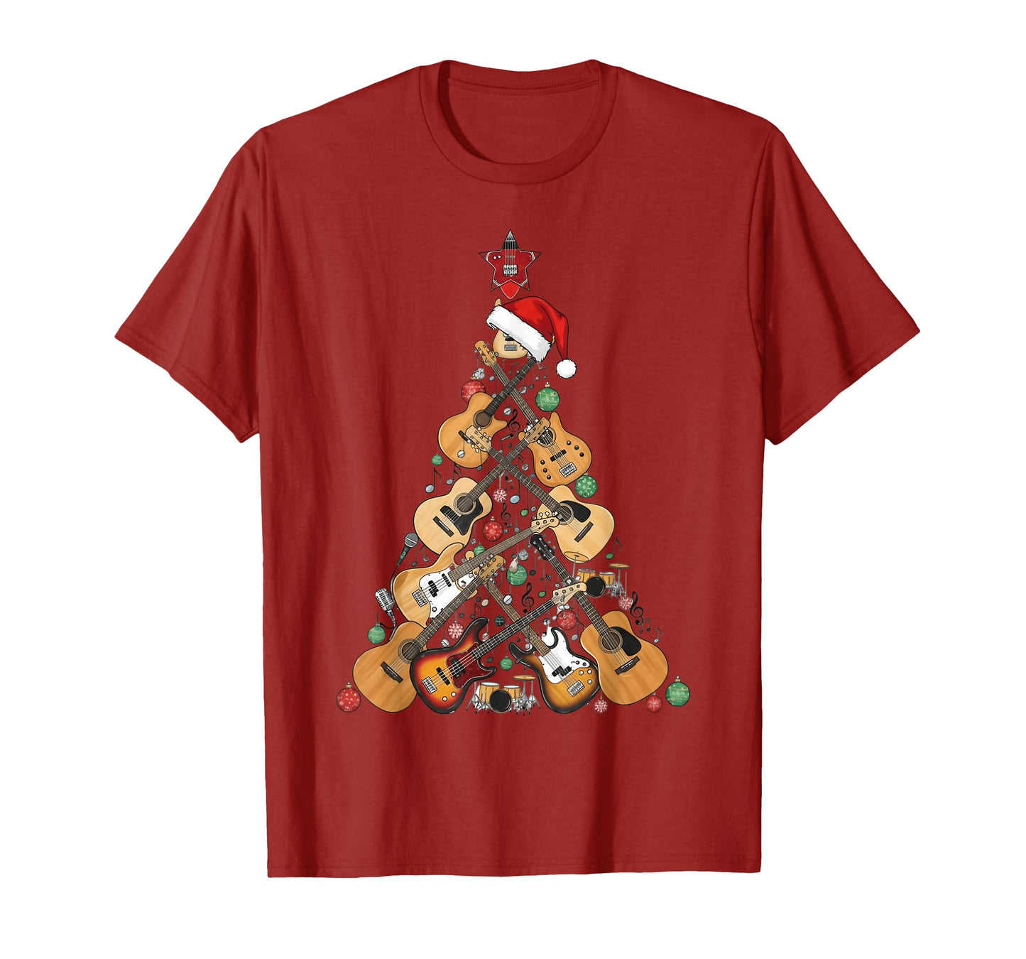 Guitar Christmas Tree Xmas Funny Graphic Boys Men Guitarist T-Shirt