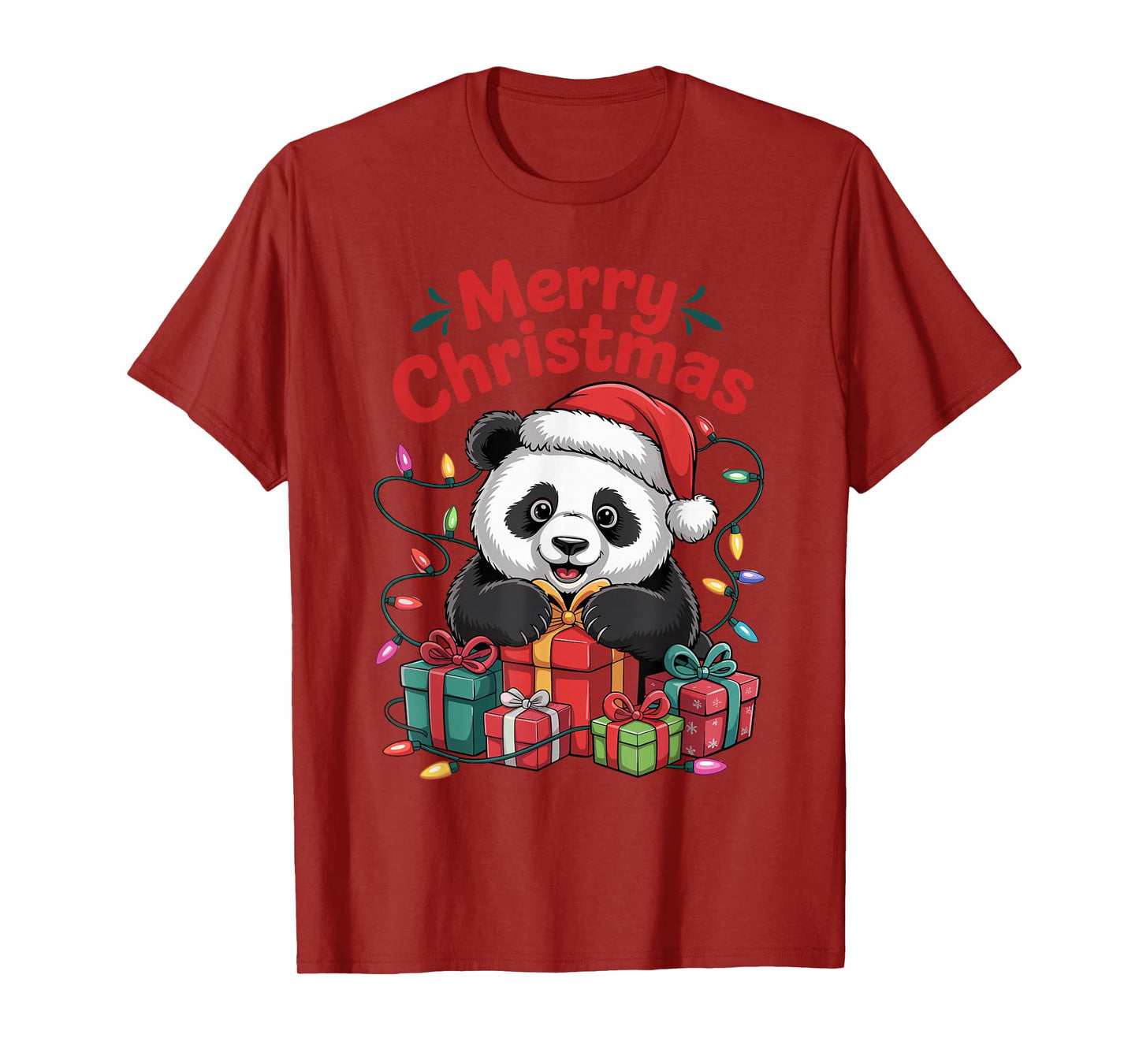Panda Santa Hat Christmas Design Funny Animal Lovers Holiday T-Shirt