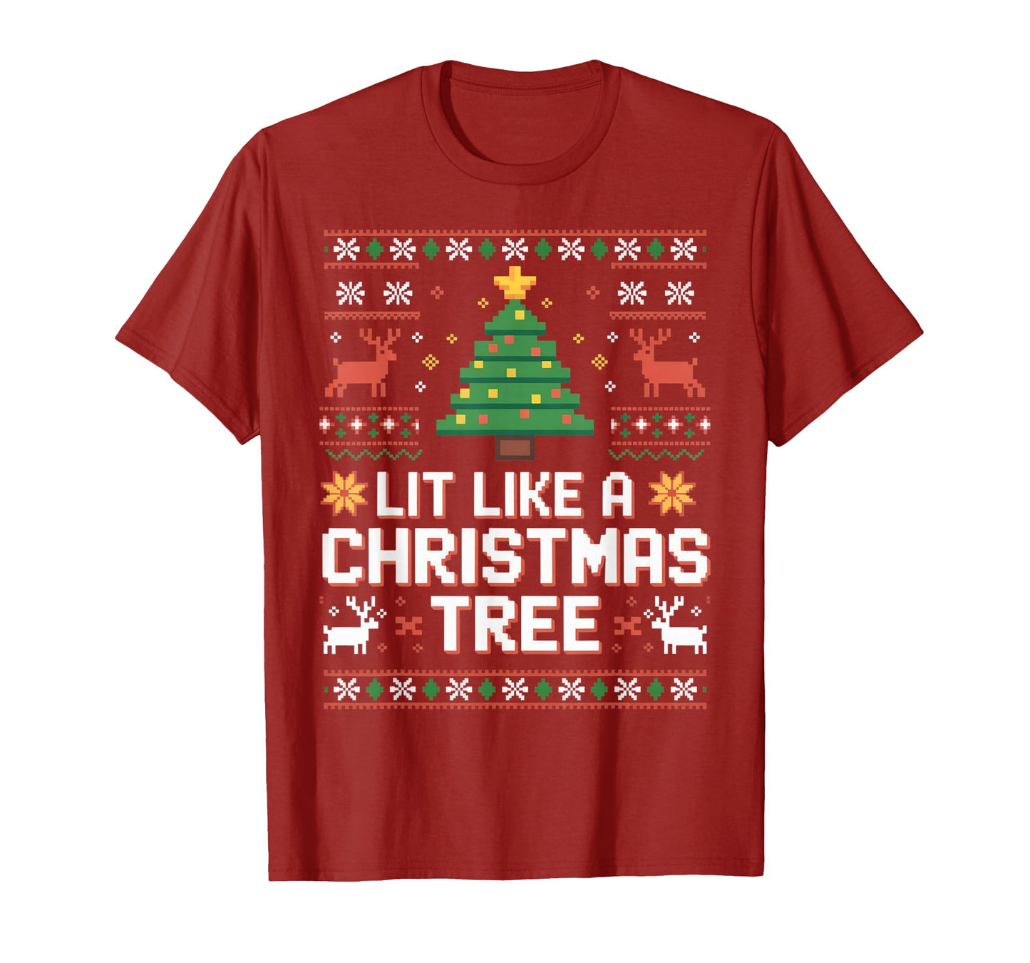 Lit Like A Christmas Tree Xmas Funny Holiday Party Humor T-Shirt