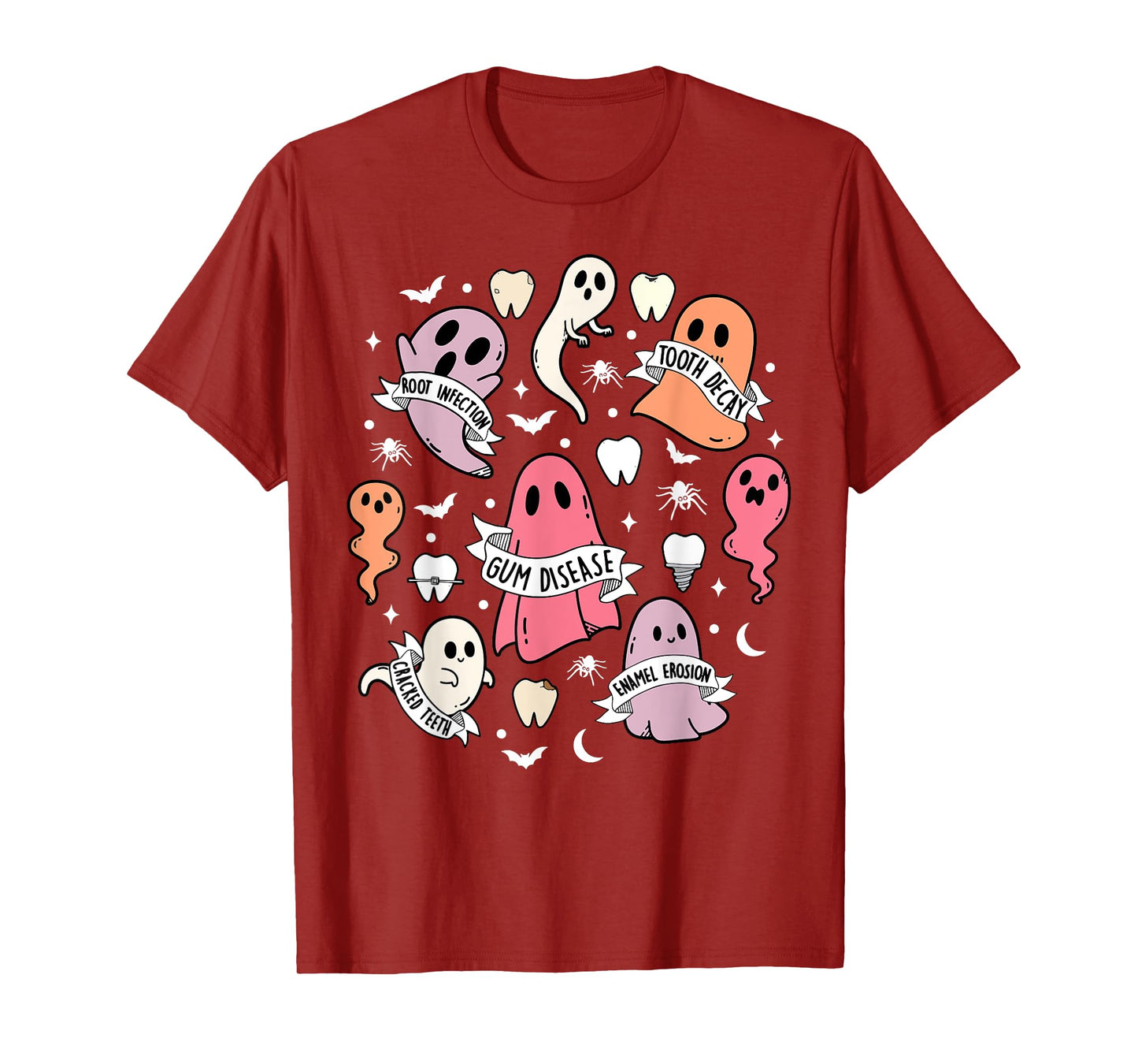Dentist Ghost Spooky Halloween Dental Hygienist Assistant T-Shirt