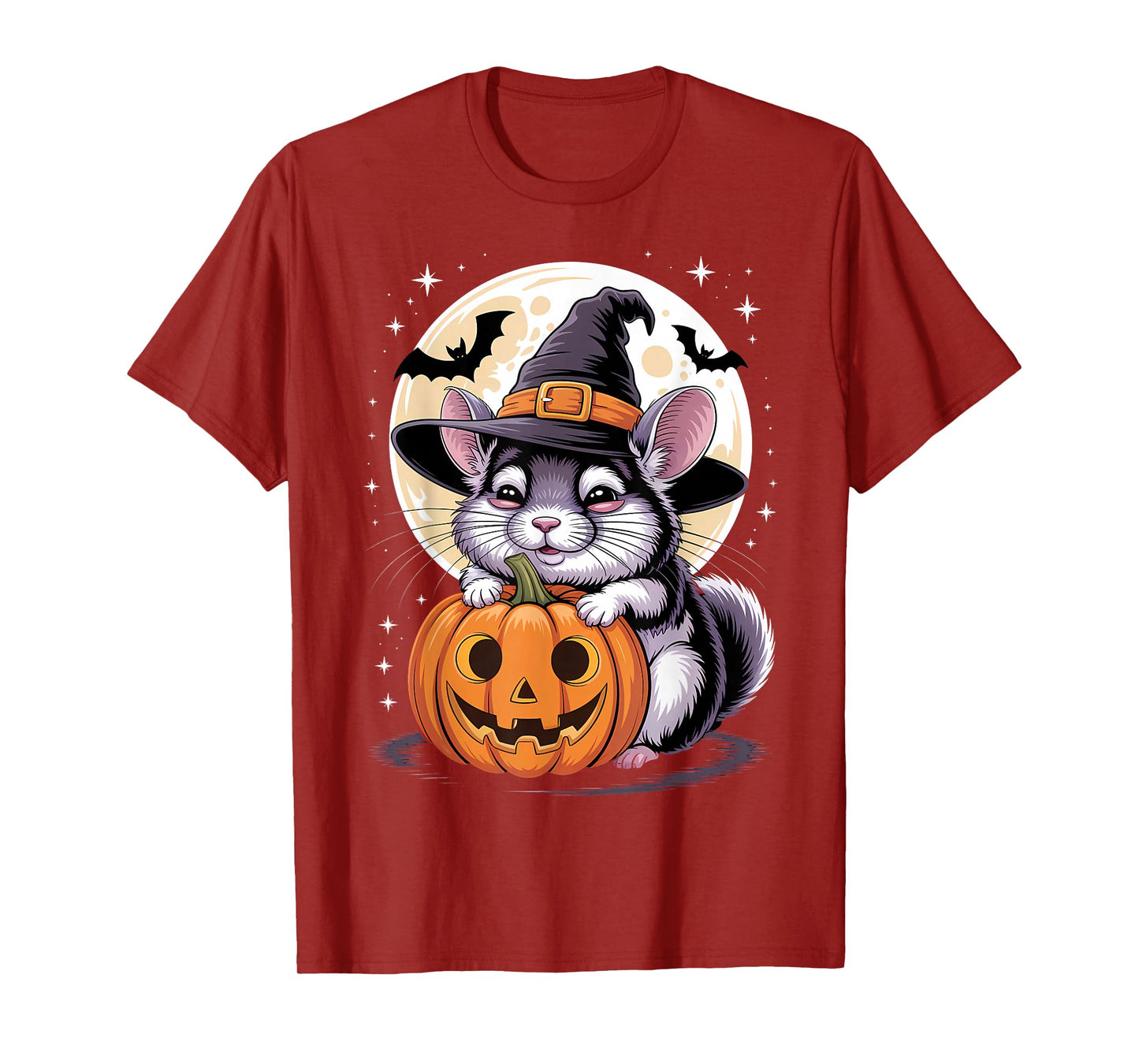 Halloween Chinchilla Witch Hat Pumpkin Spooky T-Shirt