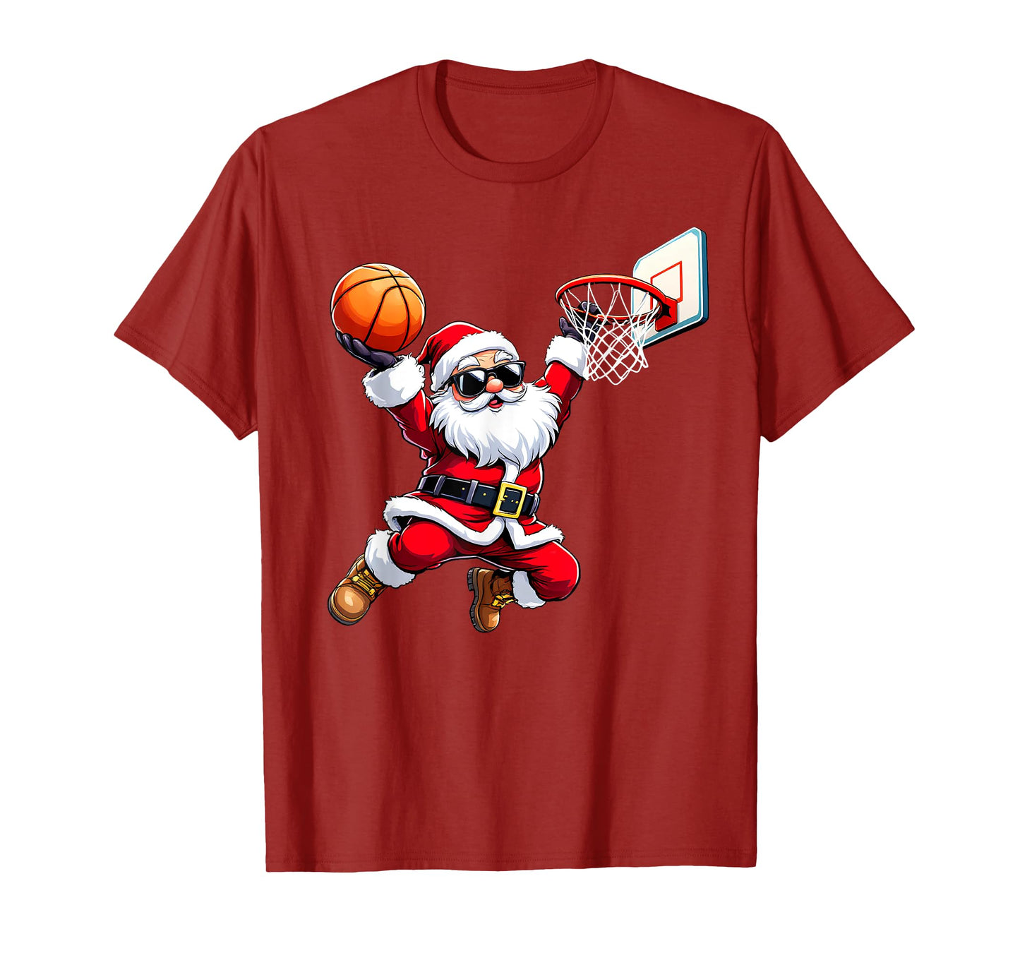 Christmas Santa Claus Dunking A Basketball Mens Boys Kids T-Shirt