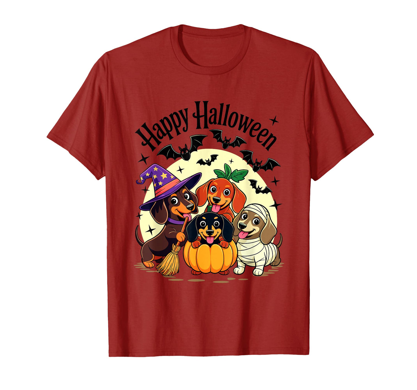 Halloween Dachshund Dogs Costumes Squad Witch Pumpkin Mummy T-Shirt