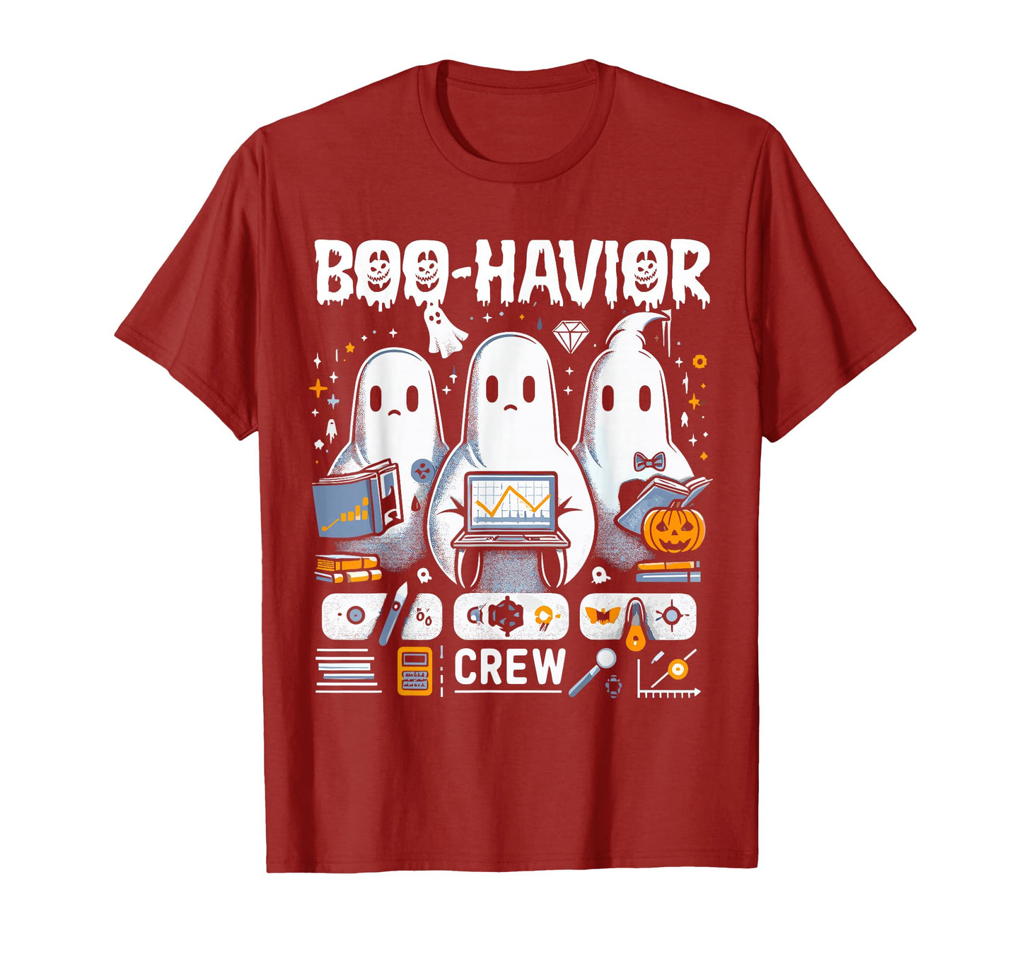 Behavior Analyst Halloween ABA Cute Ghost Boo-Havior Crew T-Shirt