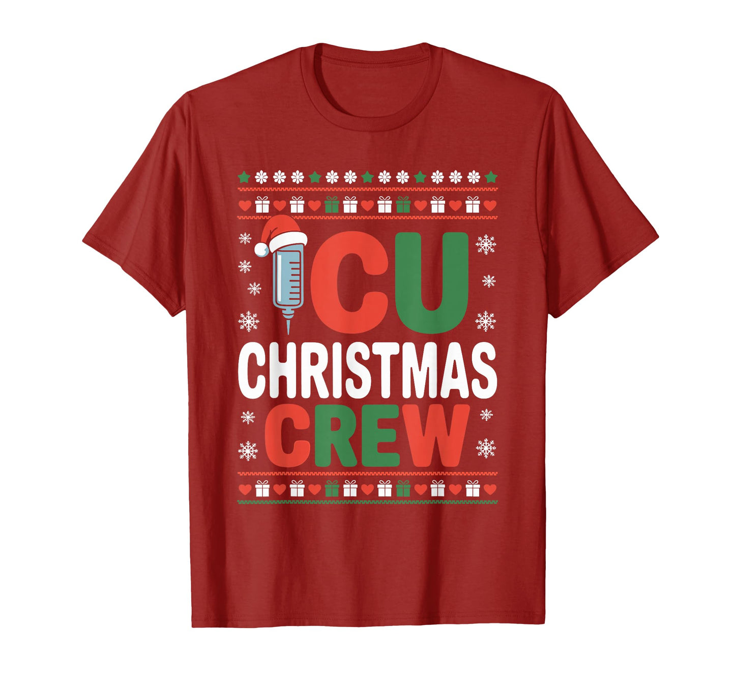 ICU Nurse Ugly Christmas Sweater Critical Care Xmas Nursing T-Shirt