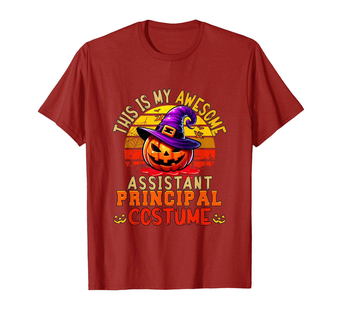 Vintage My Awesome Assistant Principal Horror Carved Pumpkin T-Shirt