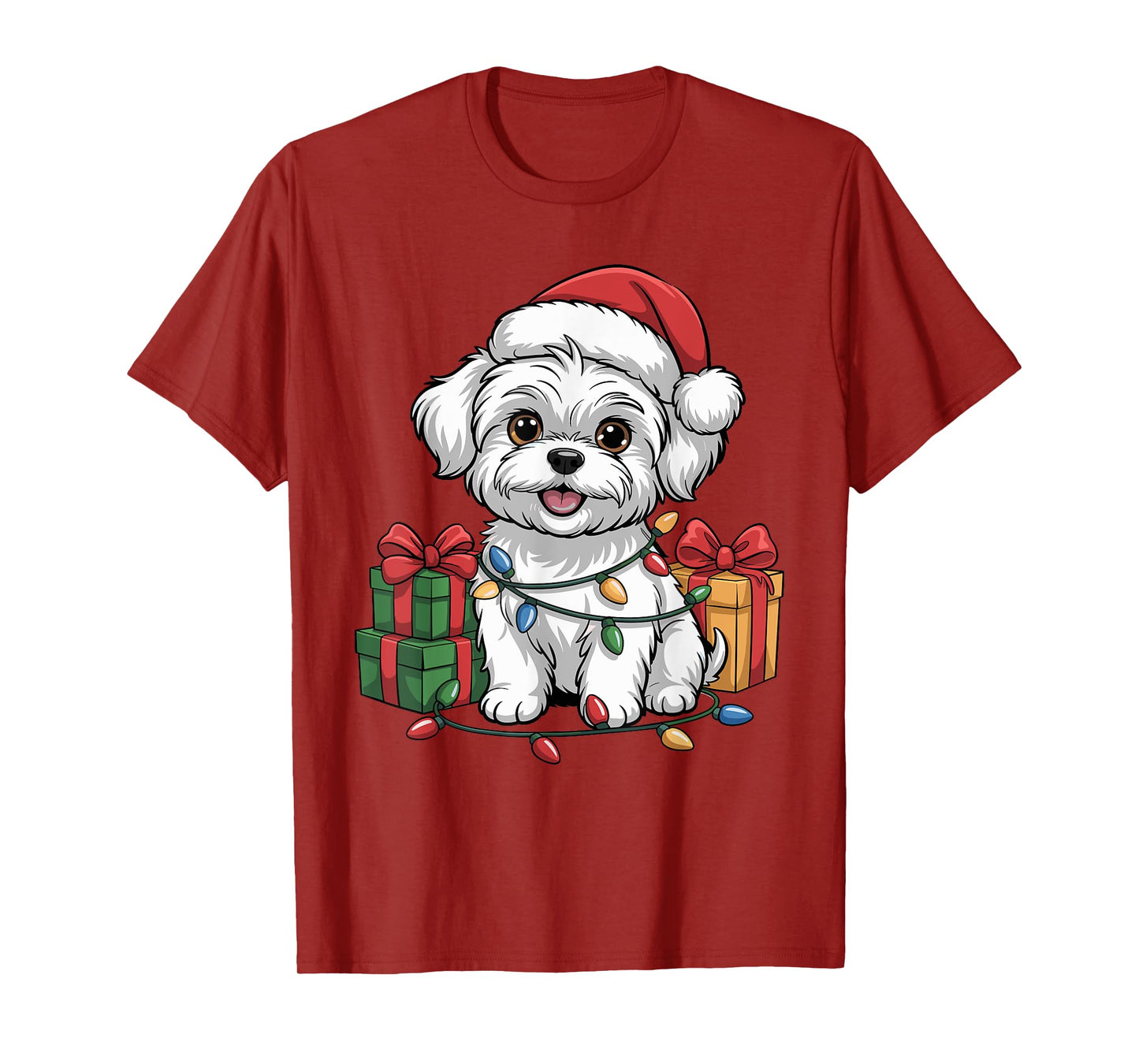 Cute Maltese Christmas Xmas Design Funny Dog Lover Holiday T-Shirt