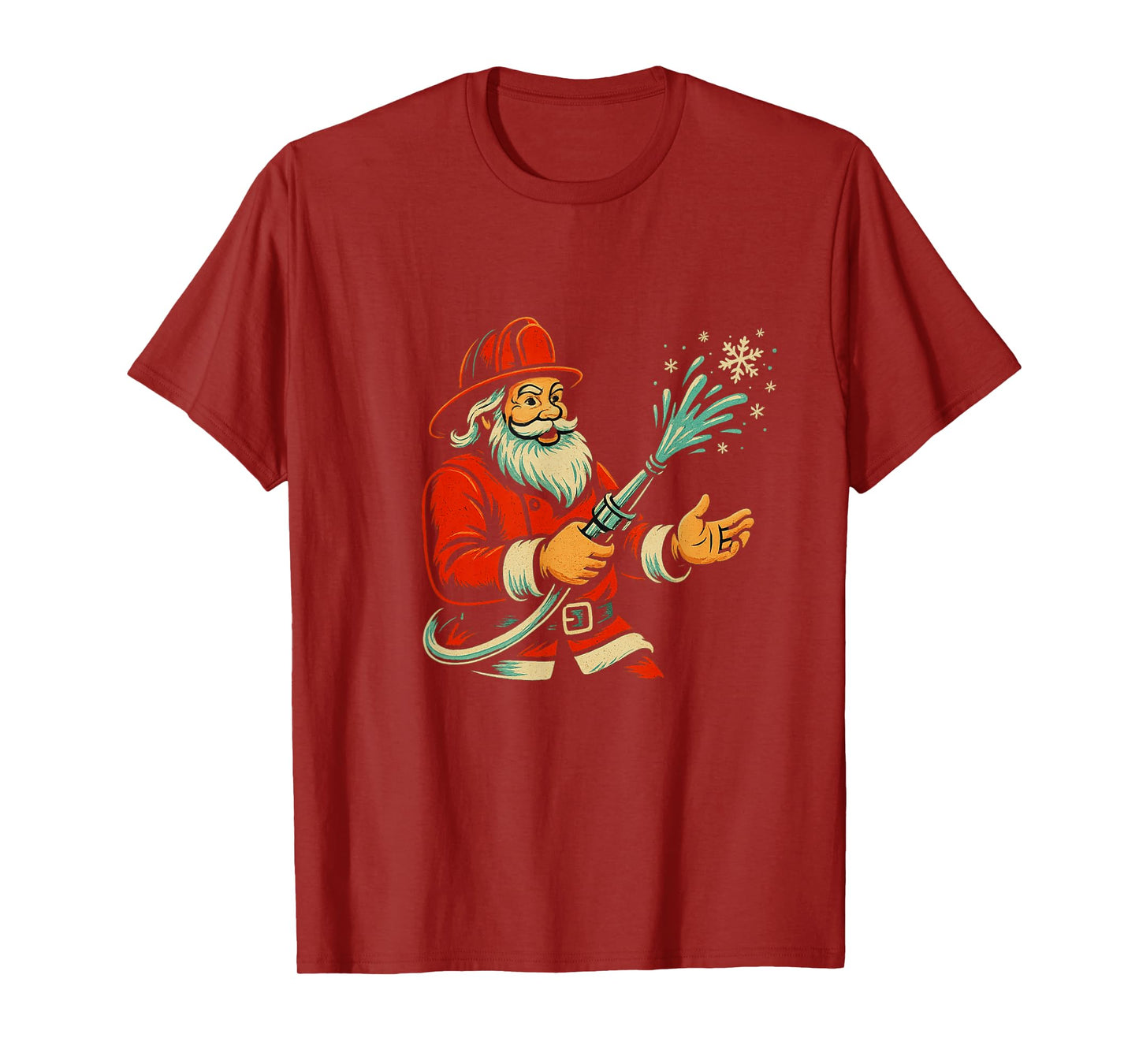 Firefighter Christmas Funny Santa Claus Fireman T-Shirt