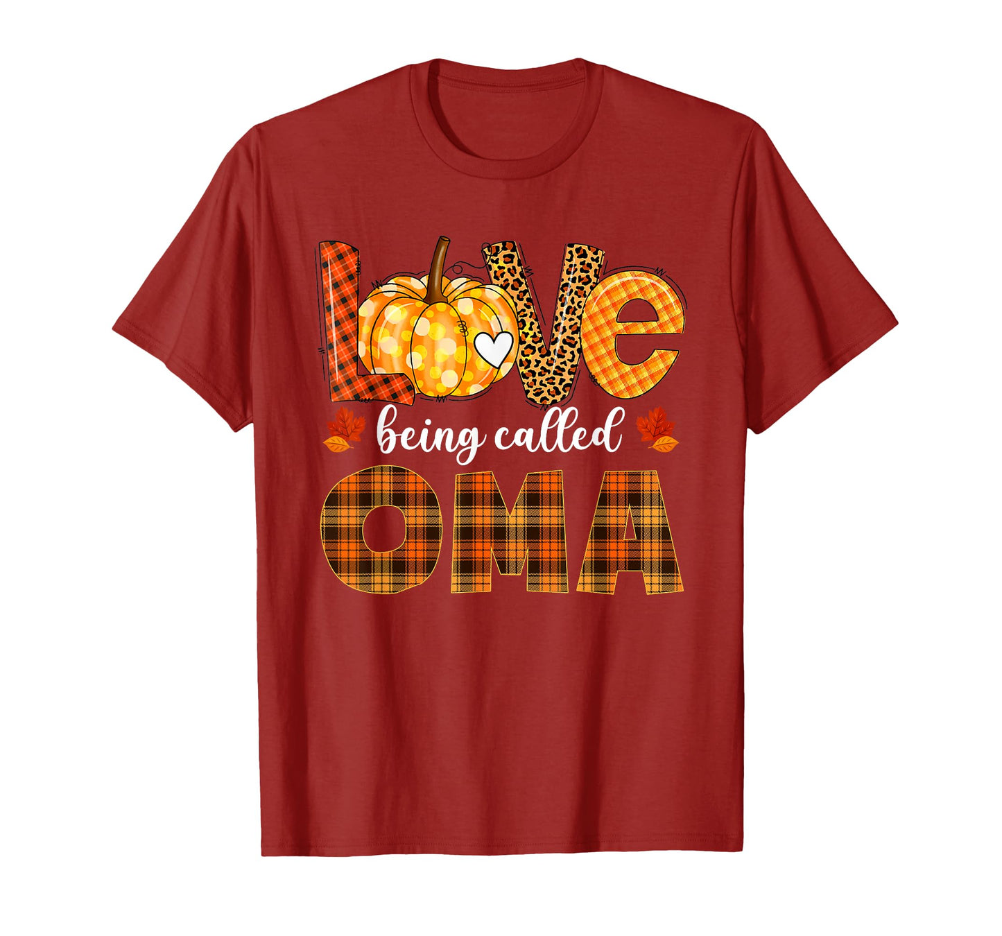 Leopard Pumpkin Love Being Called Oma Fall Thanksgiving T-Shirt
