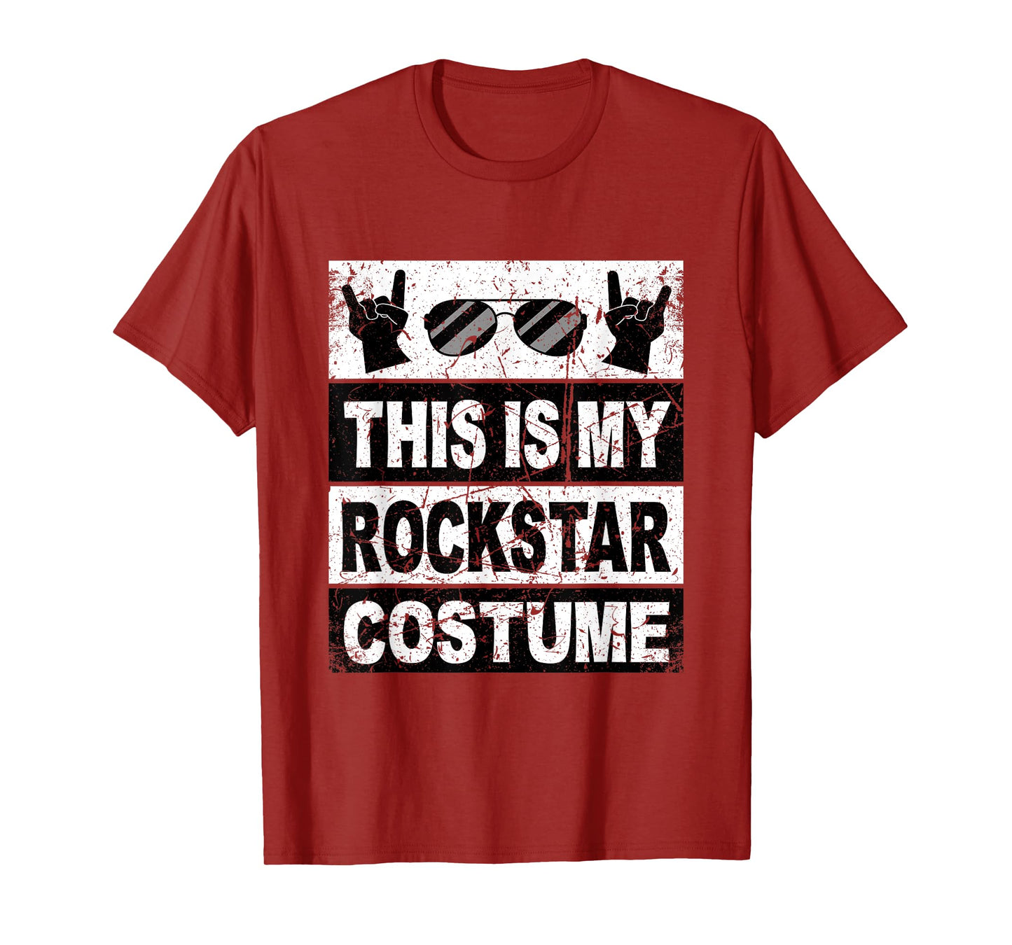 Retro Rockstar Costume Outfit Men Women Kids Adult Rock Star T-Shirt