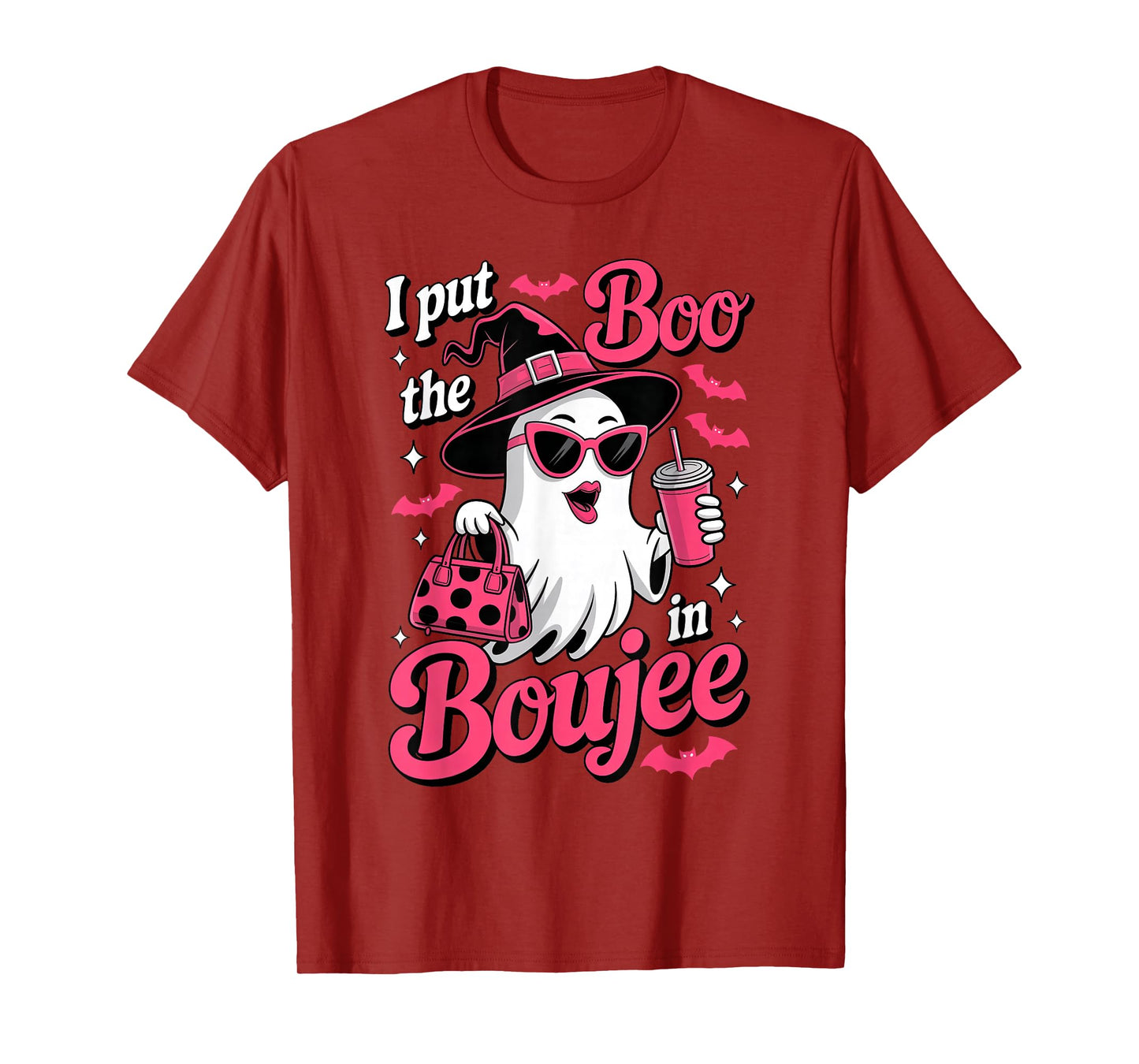 Boujee Boo Ghost Spooky Season Leopard Halloween Womens Girl T-Shirt