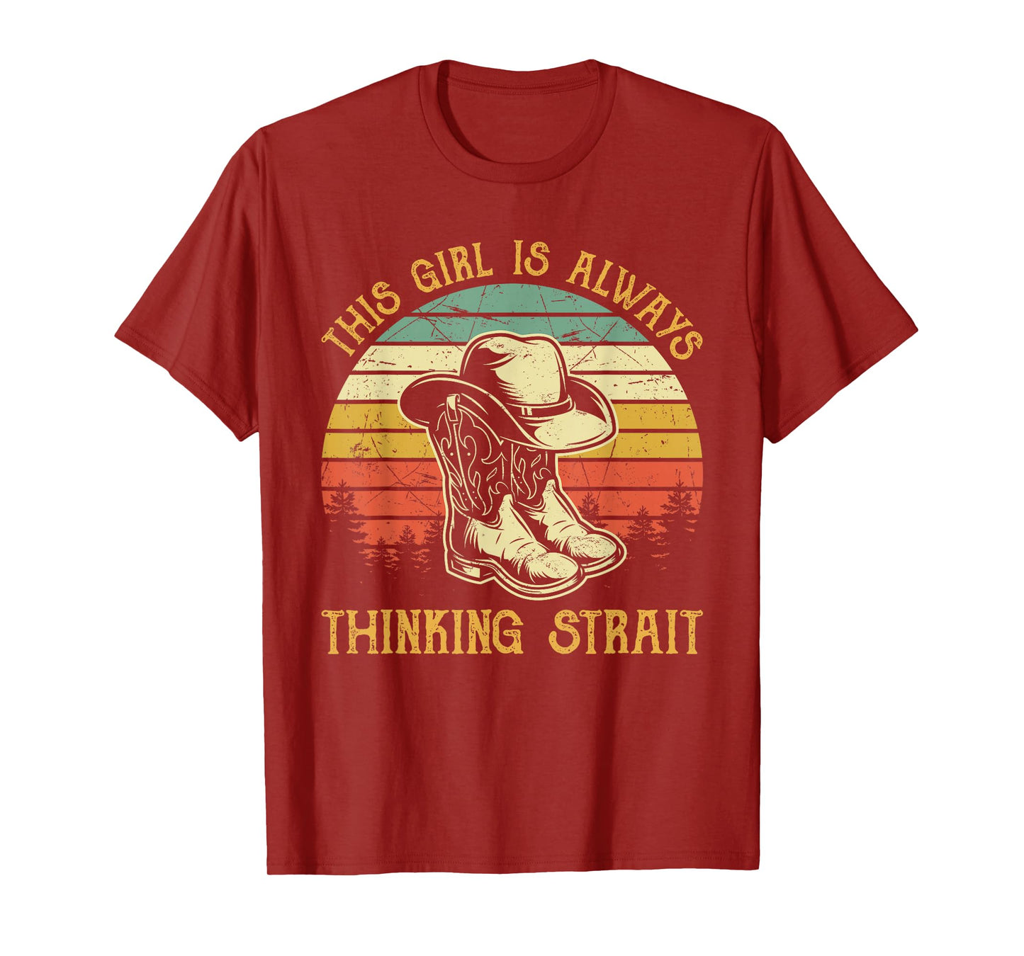 This Girl Is Always Thinking Strait Country Western Cowgirl T-Shirt