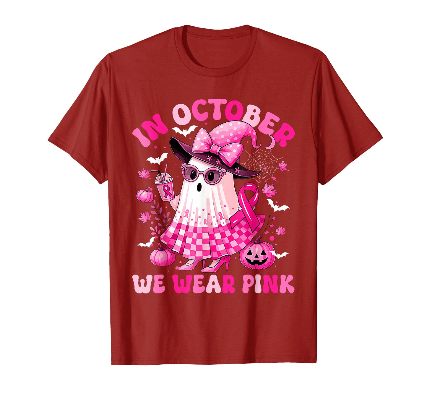 Breast Cancer Halloween Women in October We Wear Pink T-Shirt