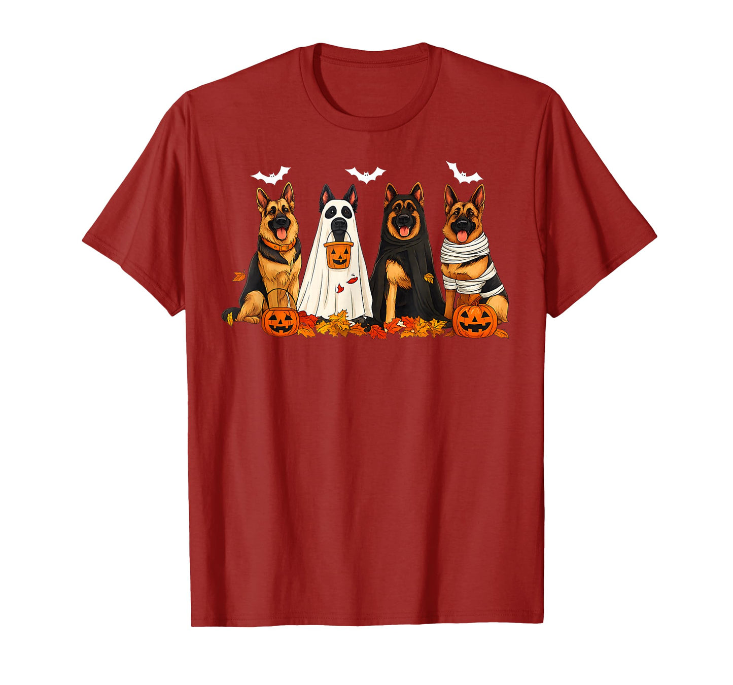 Cute German Shepherd Dogs Ghost Mummy Witch Spooky Halloween T-Shirt