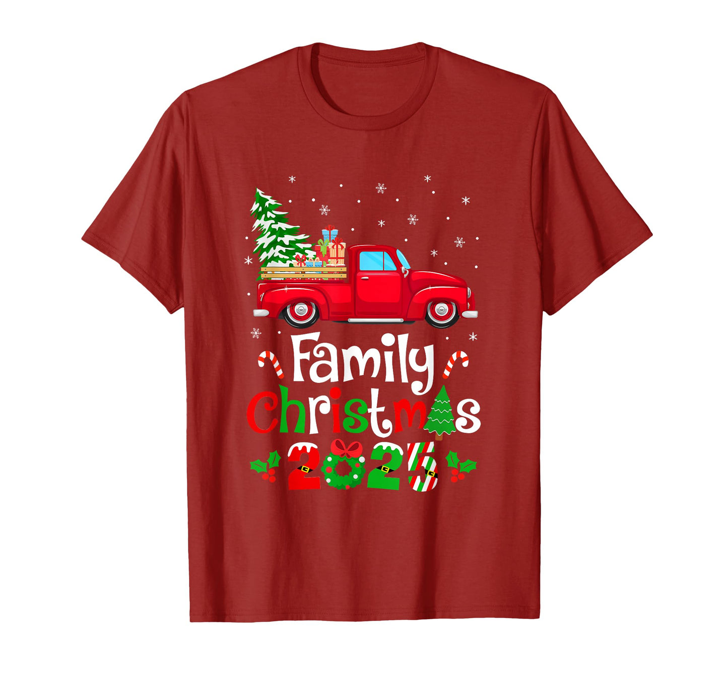 Family Christmas 2025 Truck Tree Squad Matching Xmas Team T-Shirt