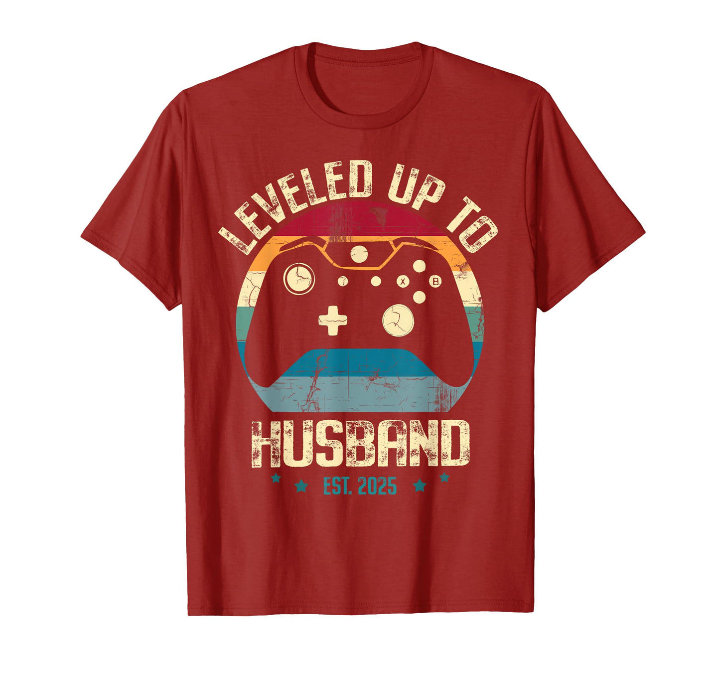 Leveled Up To Husband est 2025 Newly Married Gamer Bachelor T-Shirt