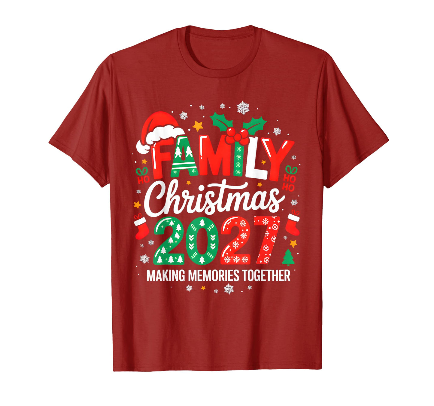 Family Christmas 2027 Squad Santa Elf Xmas Matching Costume T-Shirt