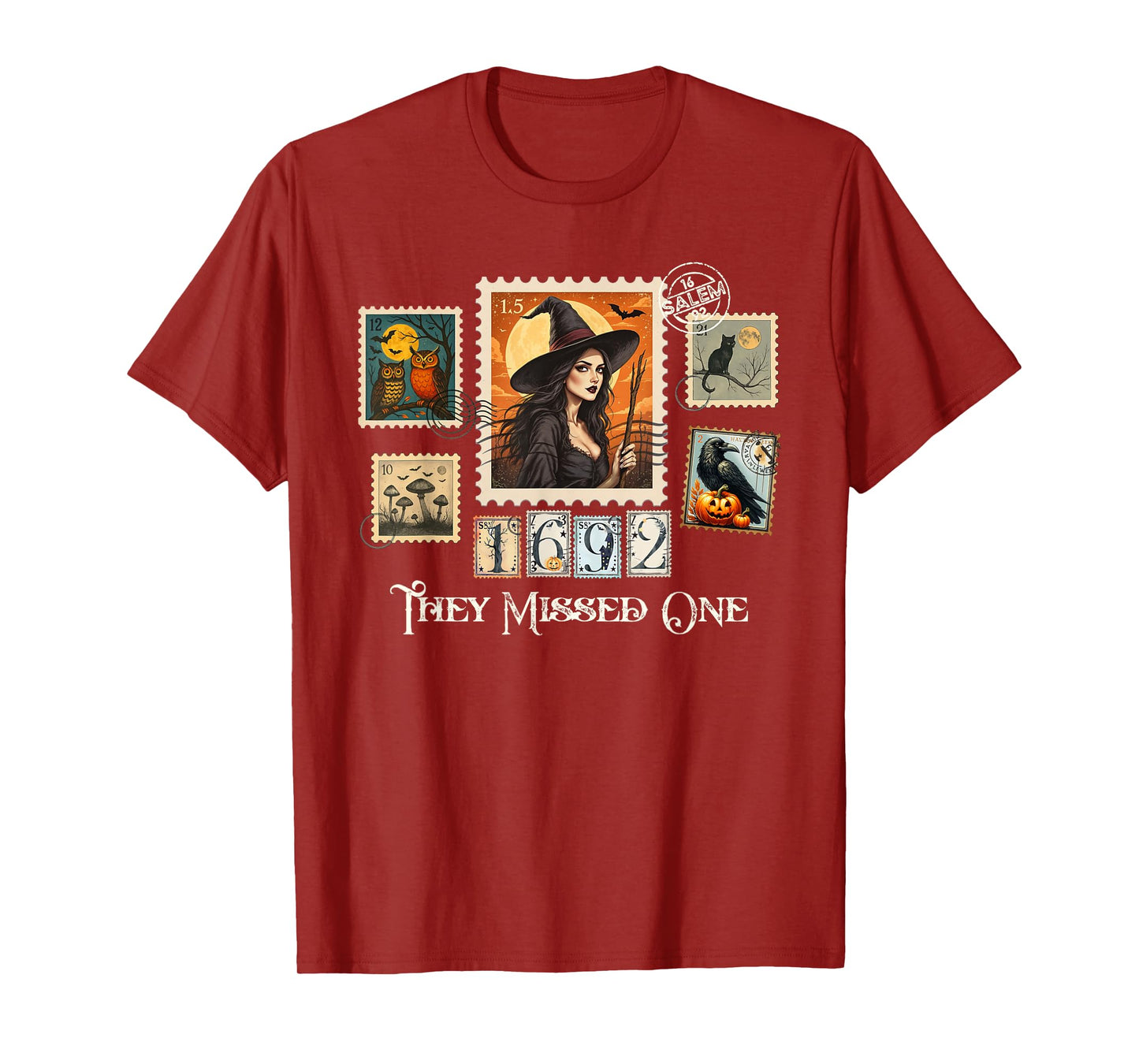 Halloween Postage Stamps Witch Salem They Missed One 1692 T-Shirt