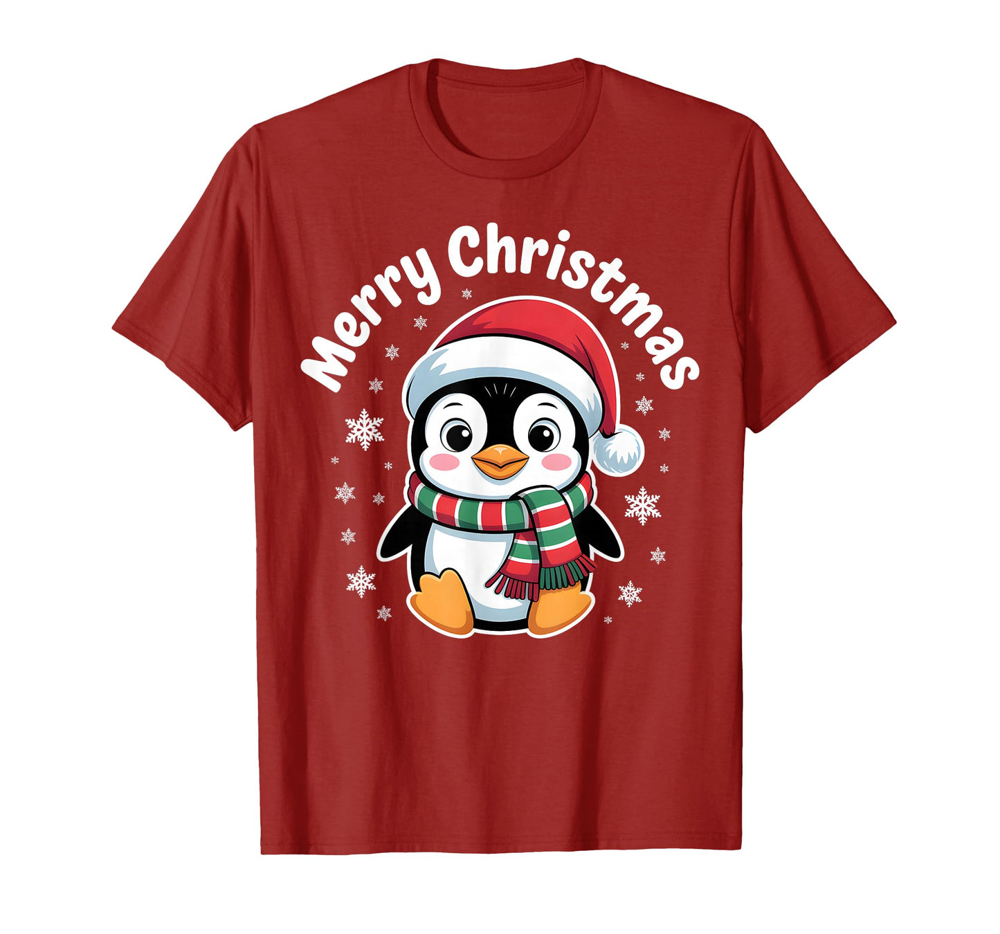 Merry Christmas Penguin Cute Santa Hat Winter Holiday T-Shirt