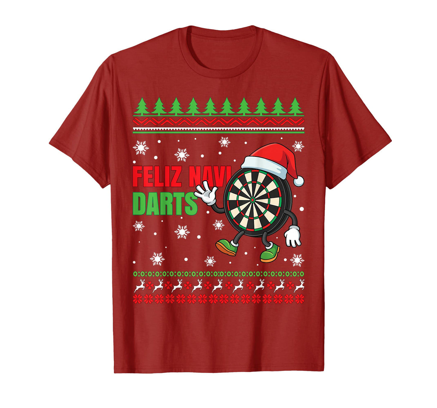 Feliz Navi Darts Christmas Dartboard Funny Ugly Christmas T-Shirt