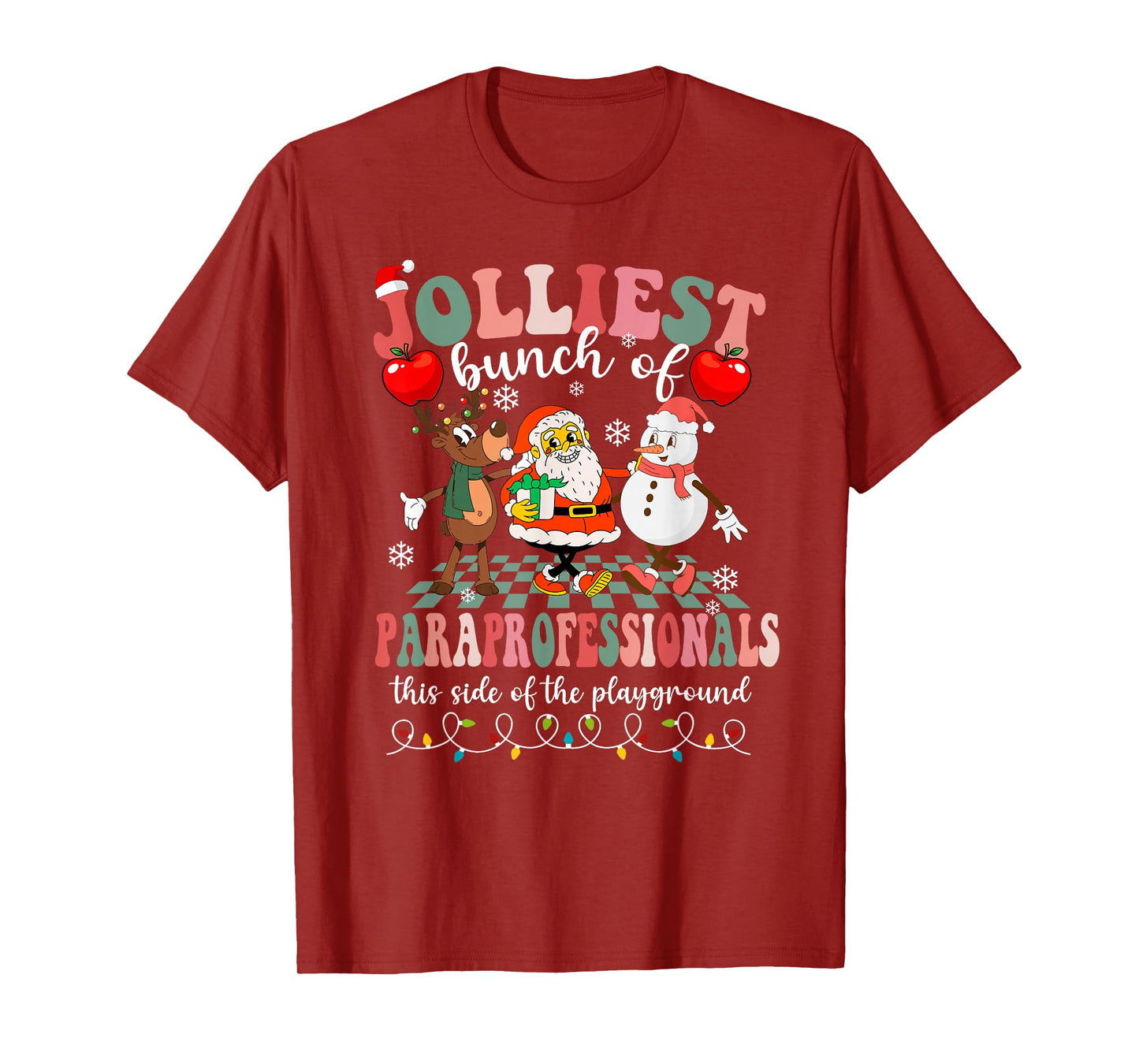 Funny Christmas Xmas Pjs Jolliest Bunch of Paraprofessionals T-Shirt