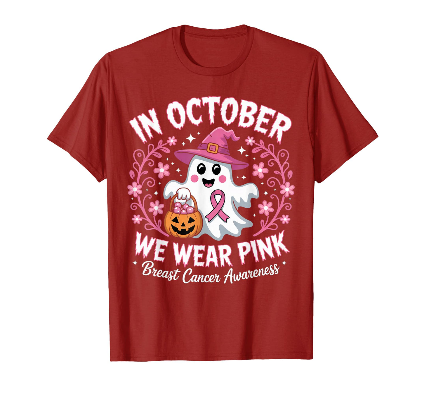 Breast Cancer Women Halloween in October We Wear Pink T-Shirt