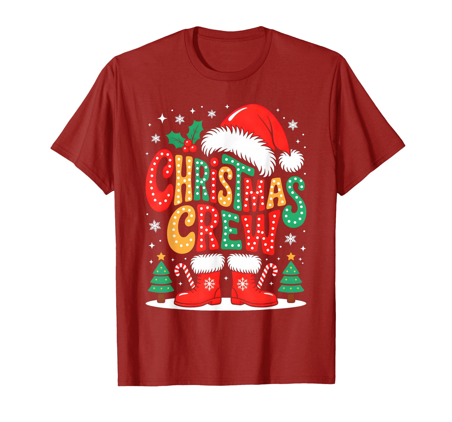 Funny Christmas Crew Xmas Squad Santa Family Pajamas Groovy T-Shirt