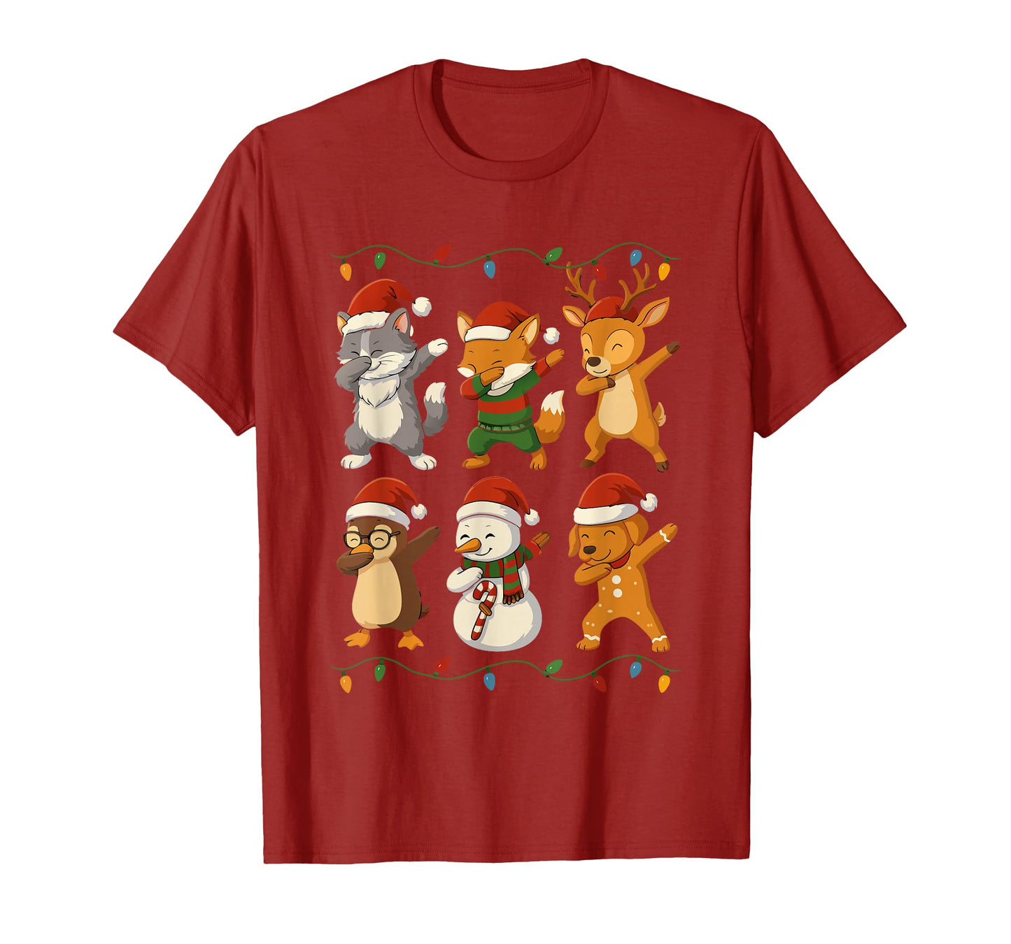 Dabbing Santa Cat Friends Christmas Boys Girls Men Xmas Dog T-Shirt