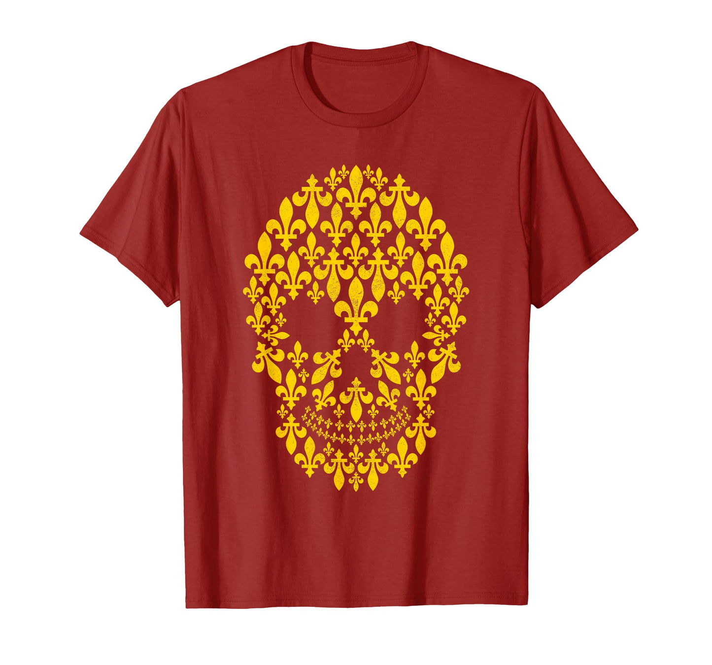 New Orleans Fleur de lis Skull Grunge Gold T-Shirt
