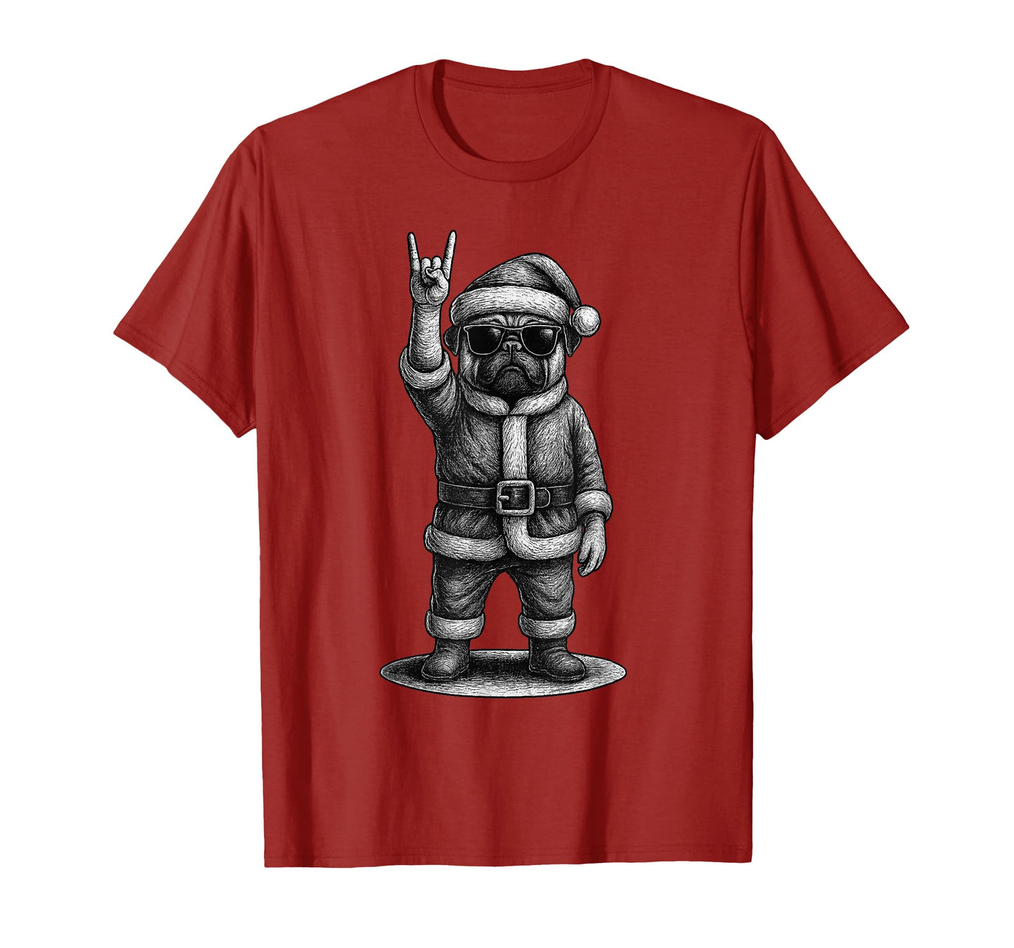 Pug Rock Music Christmas Dog Lover T-Shirt