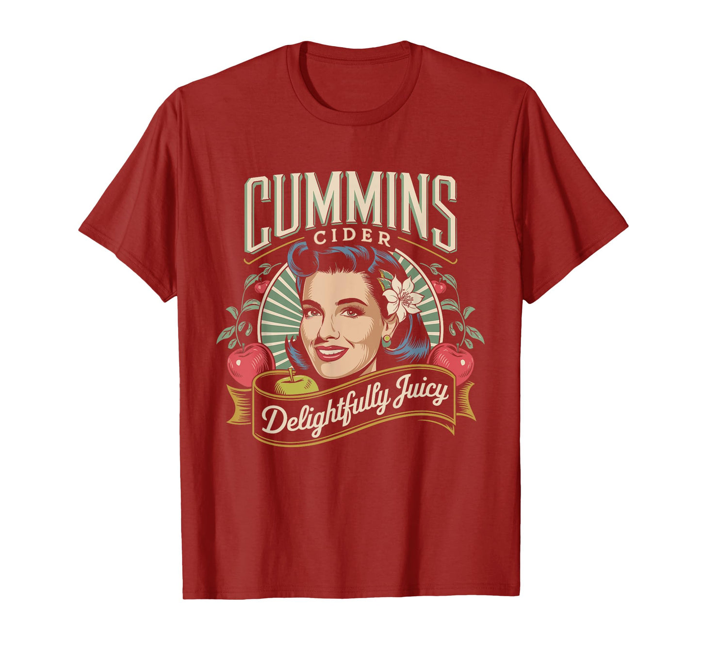 Delightfully Juicy Cummins Cider Vintage Humor Logo T-Shirt