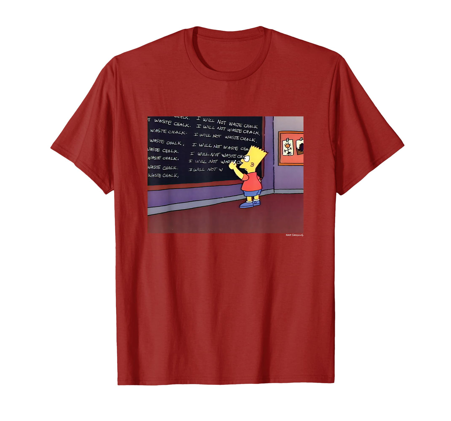 The Simpsons Iconic Scene Bart I Will Not Waste Chalk Logo T-Shirt