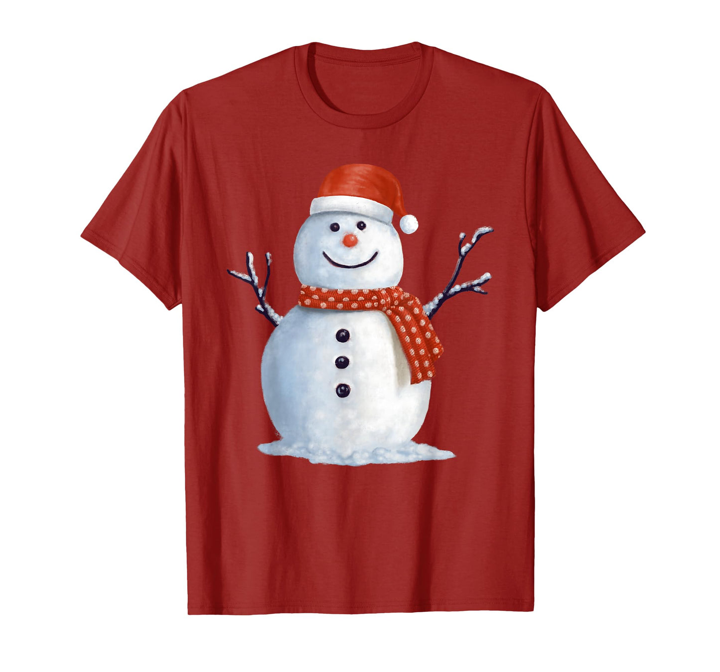 Snowman in Santa Hat Cozy Holiday Seasons T-Shirt