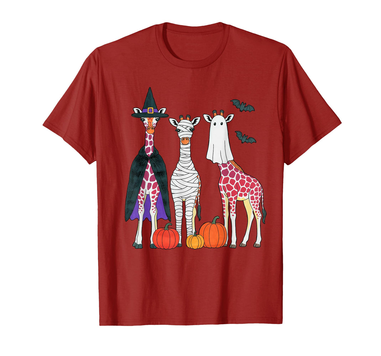 Giraffe Boo Mummy Witch Halloween Costume Giraffe Pumpkin T-Shirt