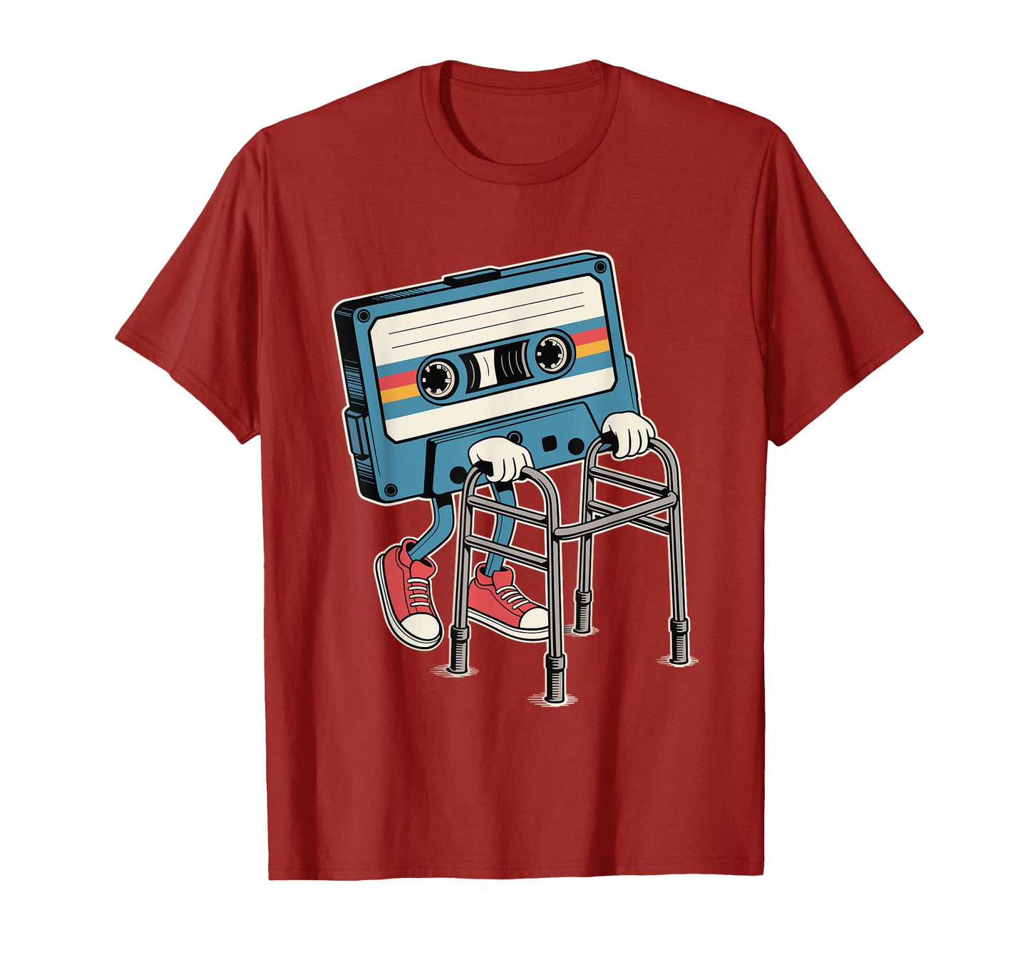 Funny Retro Old Cassette Tape Cartoon with Walker Nostalgia T-Shirt