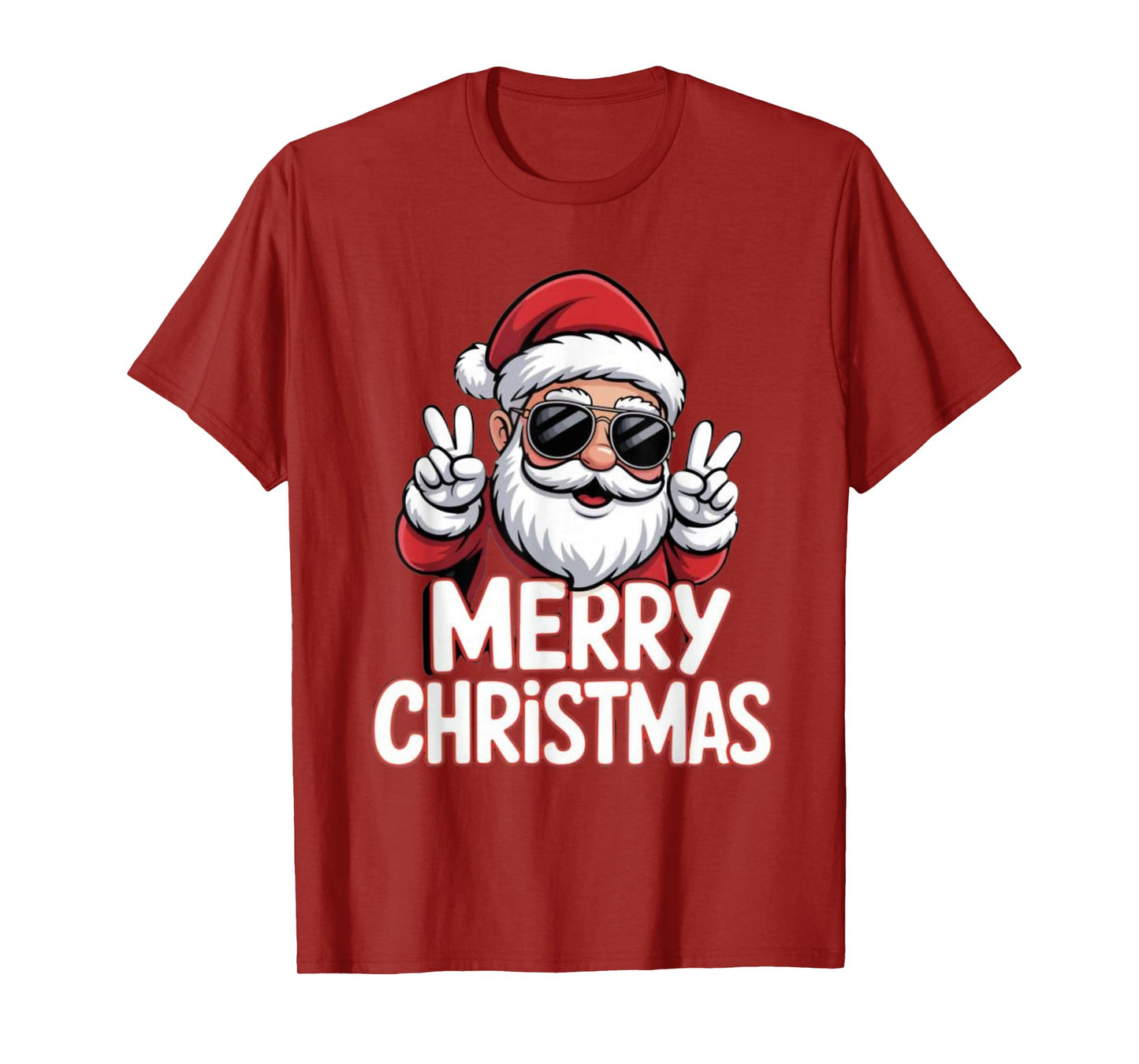 Merry Christmas Santa Peace Sign Cool Look T-Shirt
