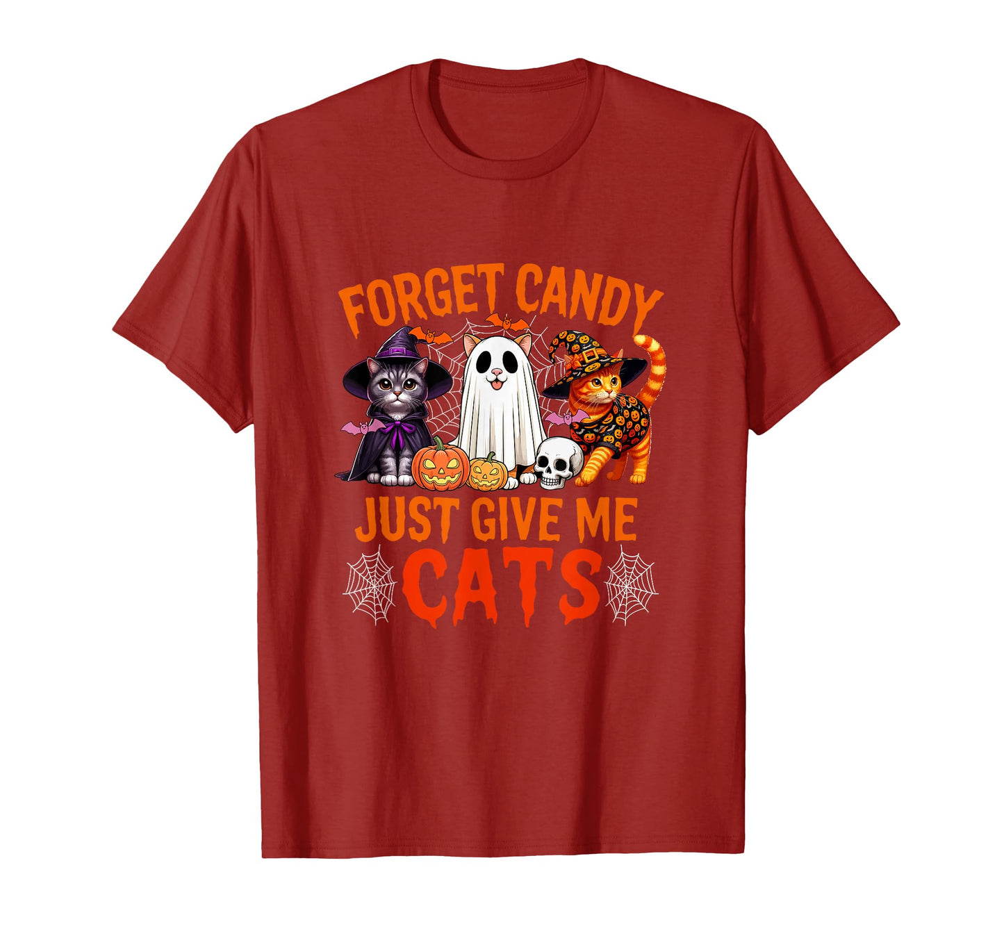 Forget Candy Just Give Me Cats Halloween Cosplay Witch Boo T-Shirt