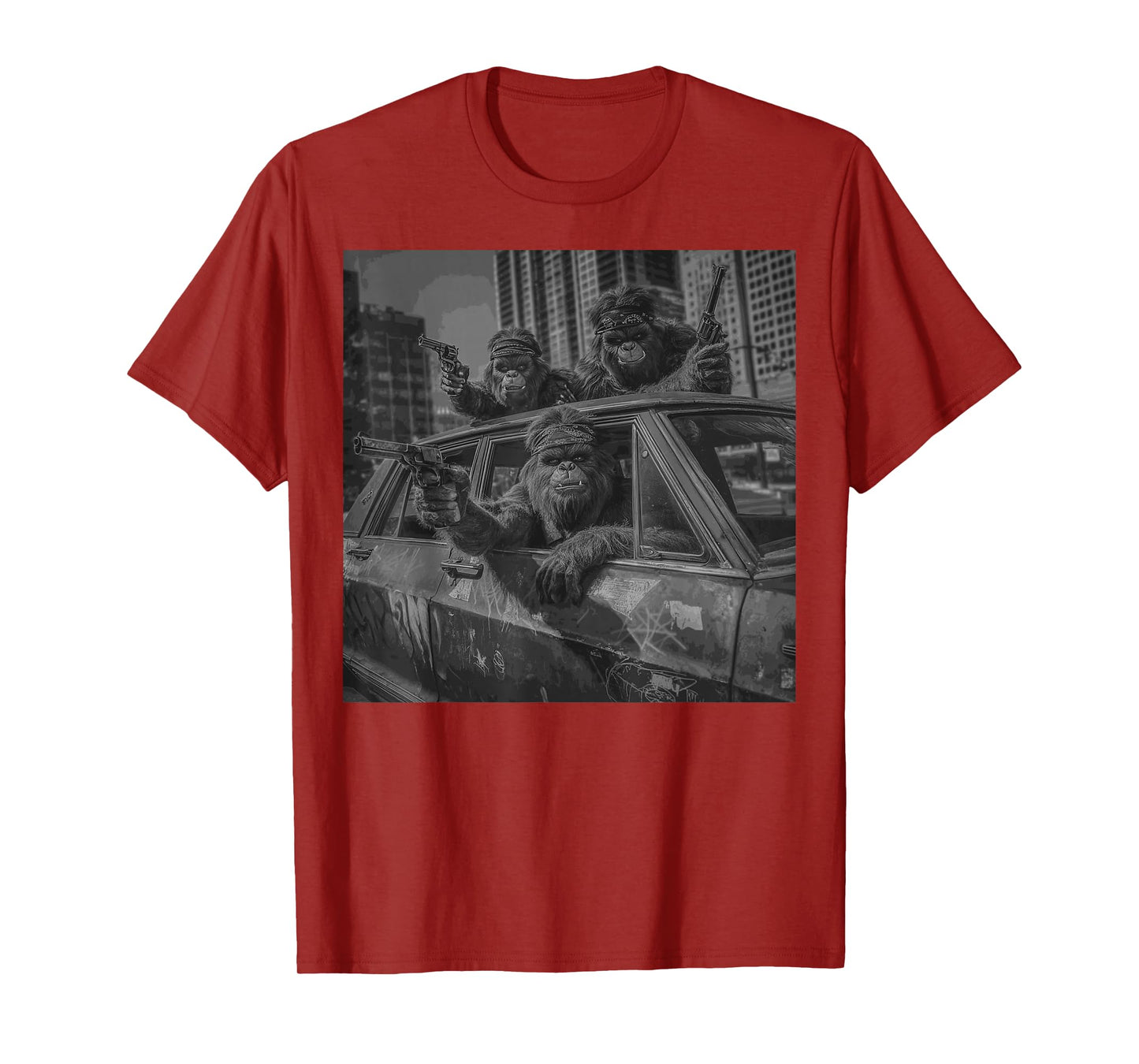 Funny Graphic Bigfoot Sasquatch Gangster Adult Funny T-Shirt