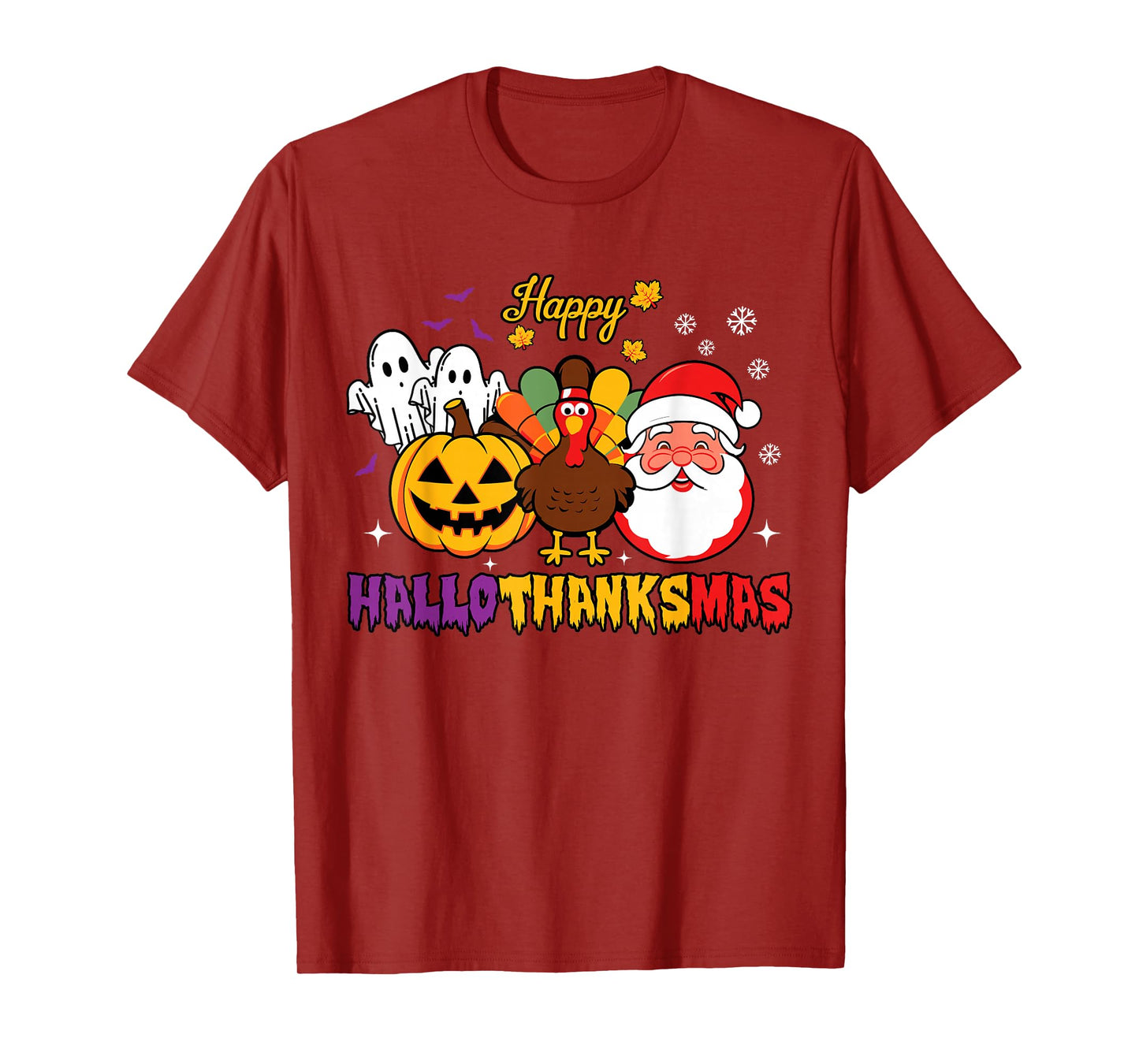 Funny Halloween Thanksgiving Christmas Happy Hallothanksmas T-Shirt