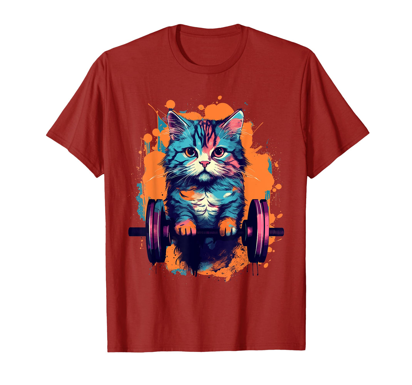 Gym, Workout or Fitness Gift Funny Cat in a Gym T-Shirt for Men Women