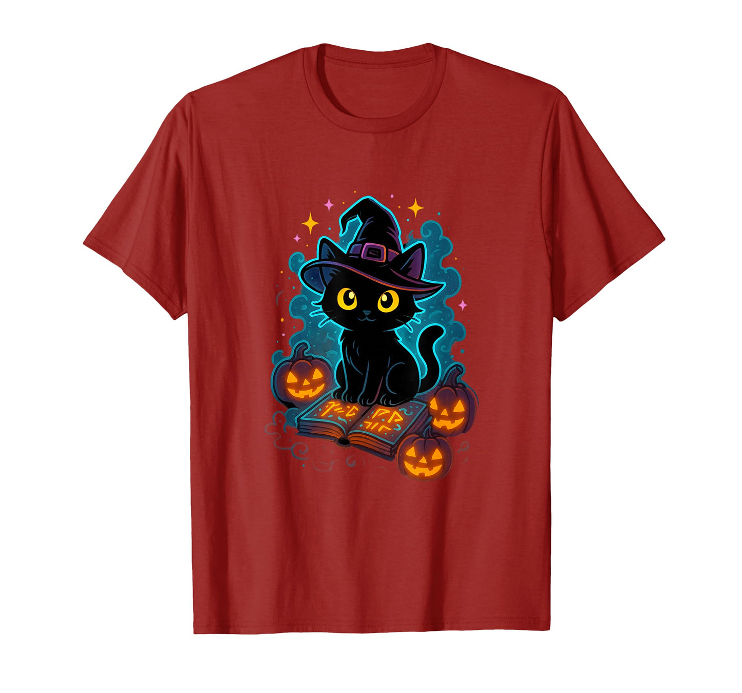 Spooky Witch Cat Halloween Costume Black Cats Books Pumpkin T-Shirt