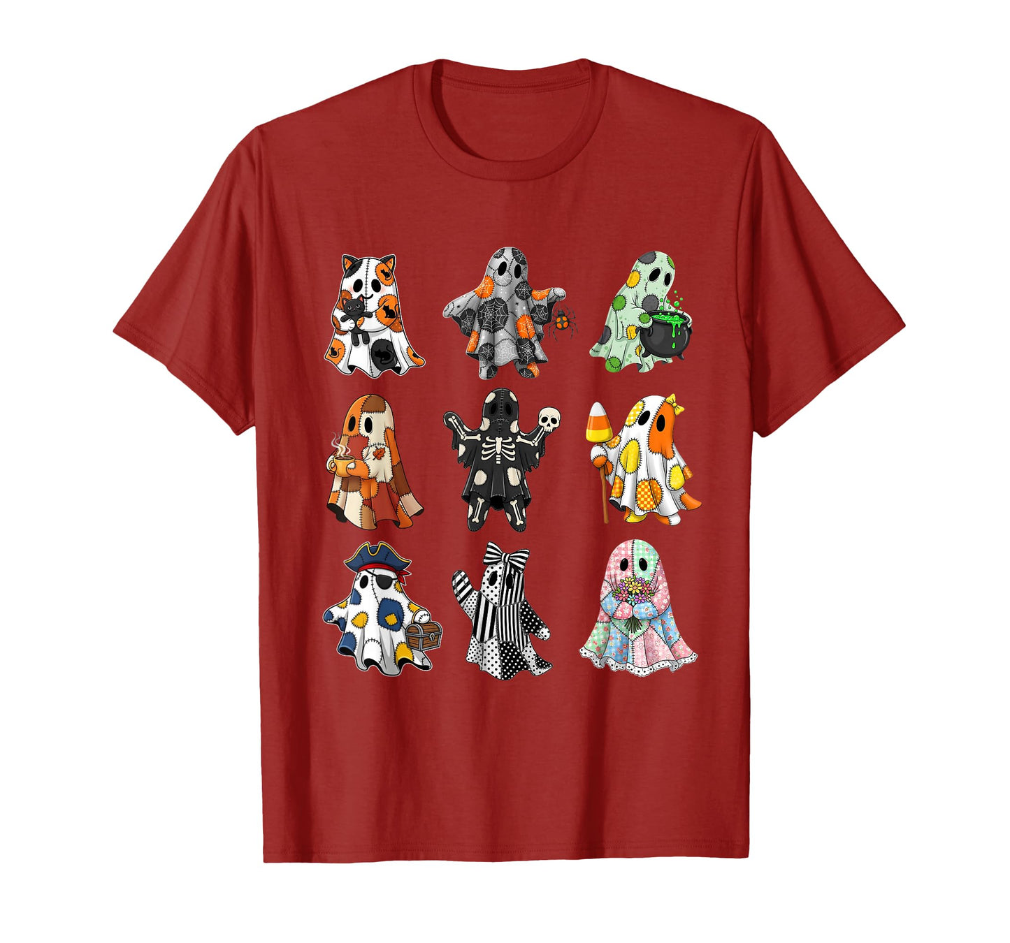 Cute Halloween Ghosts Quilt Season Spooky Goblincore Squad T-Shirt