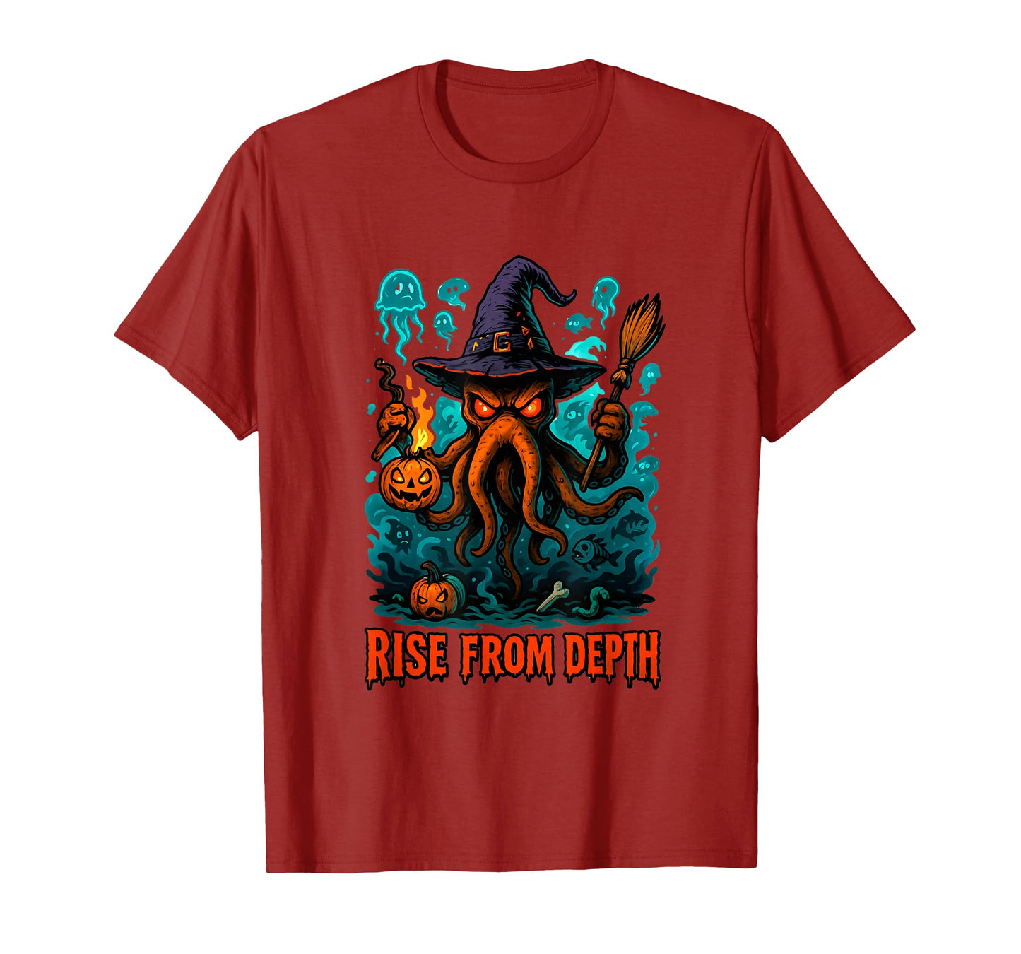 Rise from Depth Halloween Octopus, Spooky Sea Monster T-Shirt
