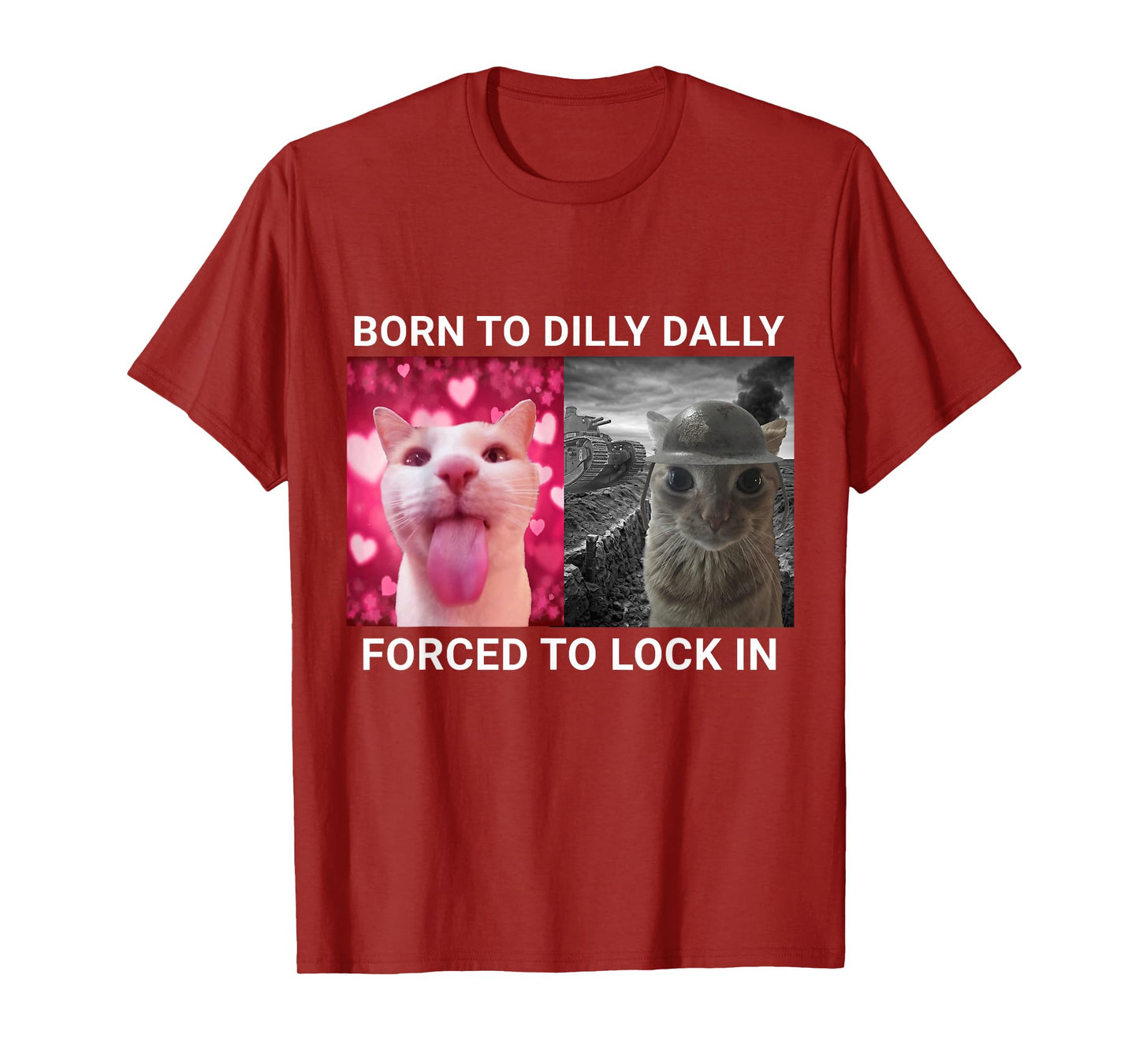 Born To Dilly Dally Forced To Lock In Cat Meme T-Shirt