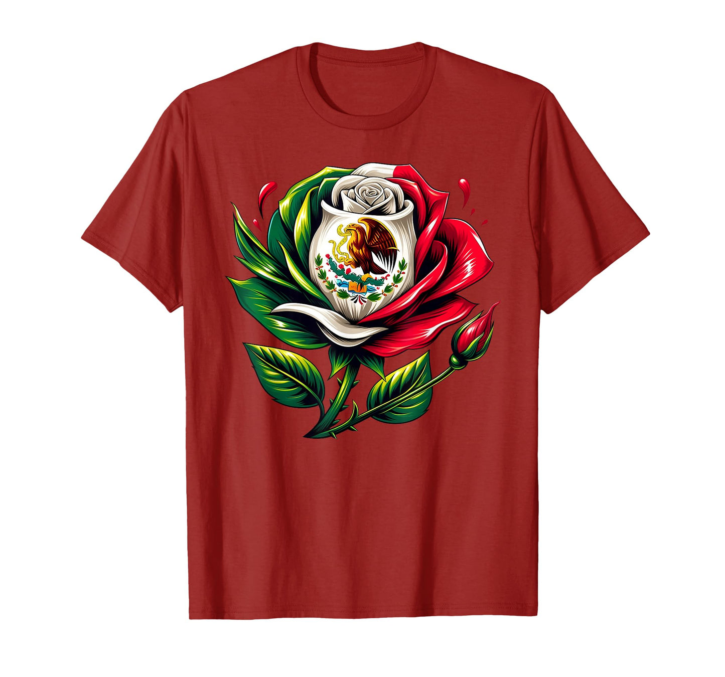 Independence Day Mexico Flag Rose Mexican Women Girls Kids T-Shirt