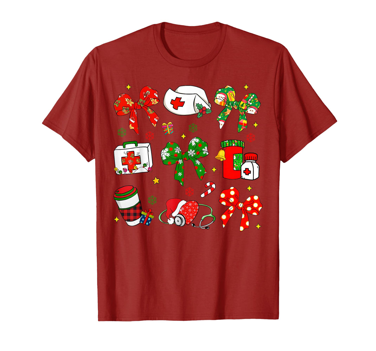 Retro Nurse Coquette Xmas Bow Girl Nursing Christmas Holiday T-Shirt