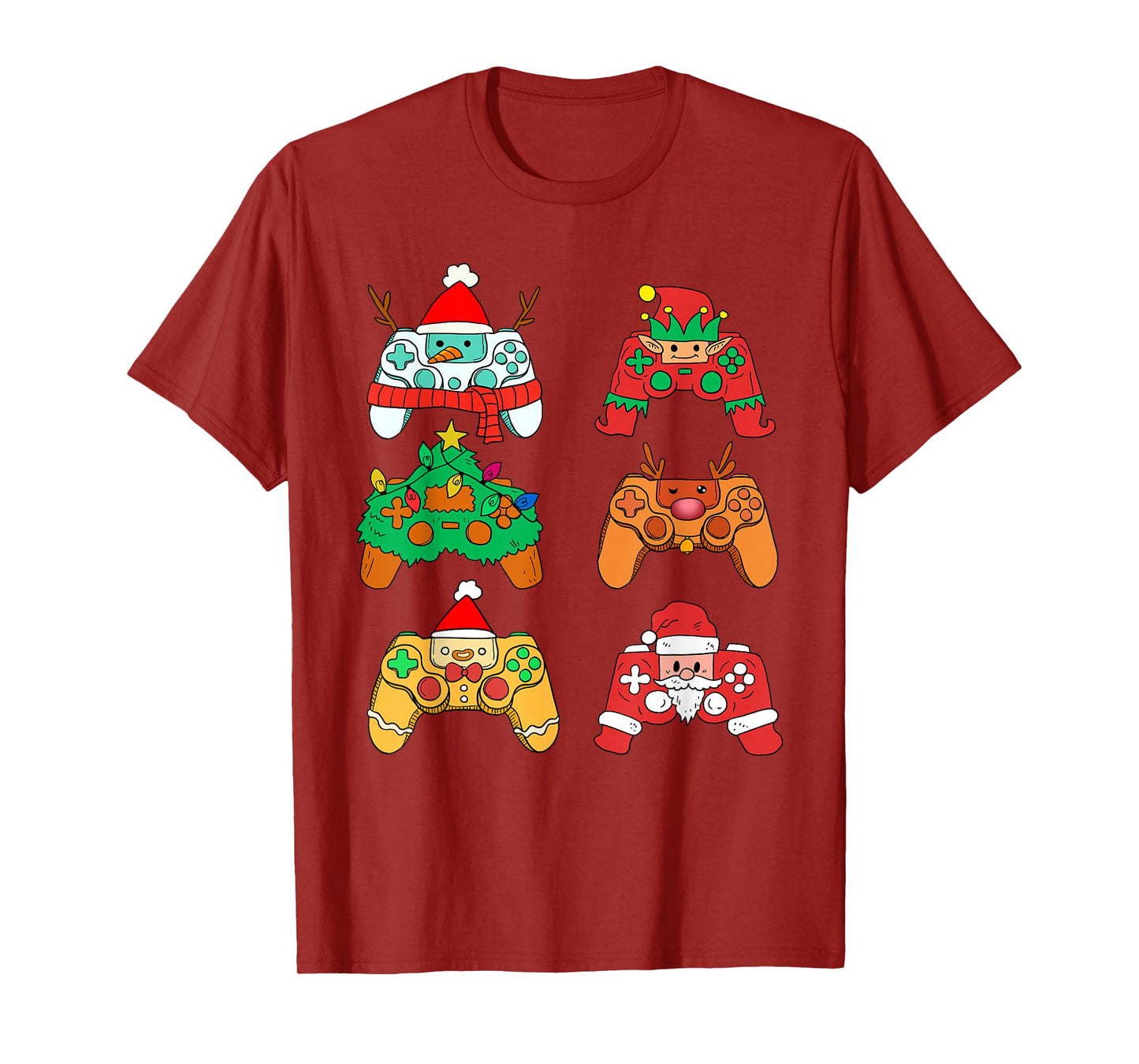 Christmas Santa Elf Gaming Controllers Gamer Xmas Boys Kids T-Shirt