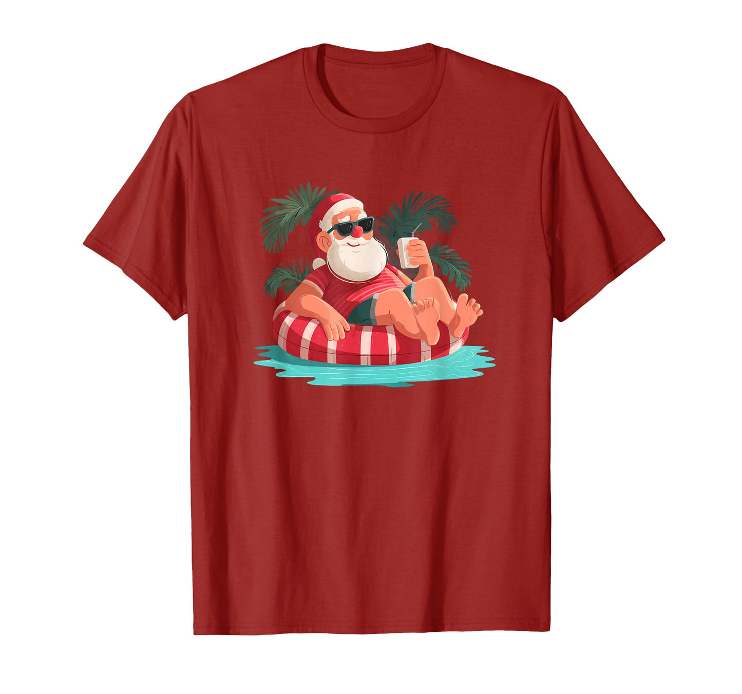 Christmas Holiday with Pool Ring and Beach Graphic T-Shirt