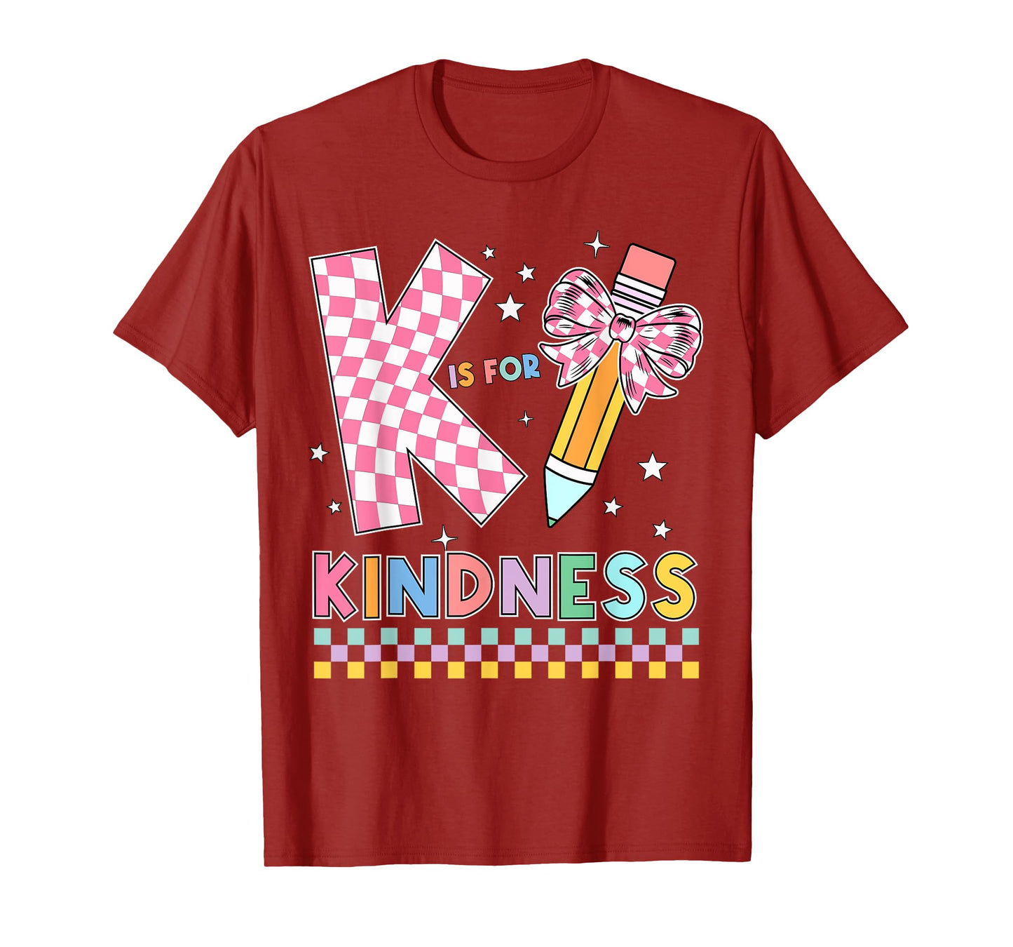 K Is For Kindness Cute Pencil Bow Teacher Be Kind T-Shirt